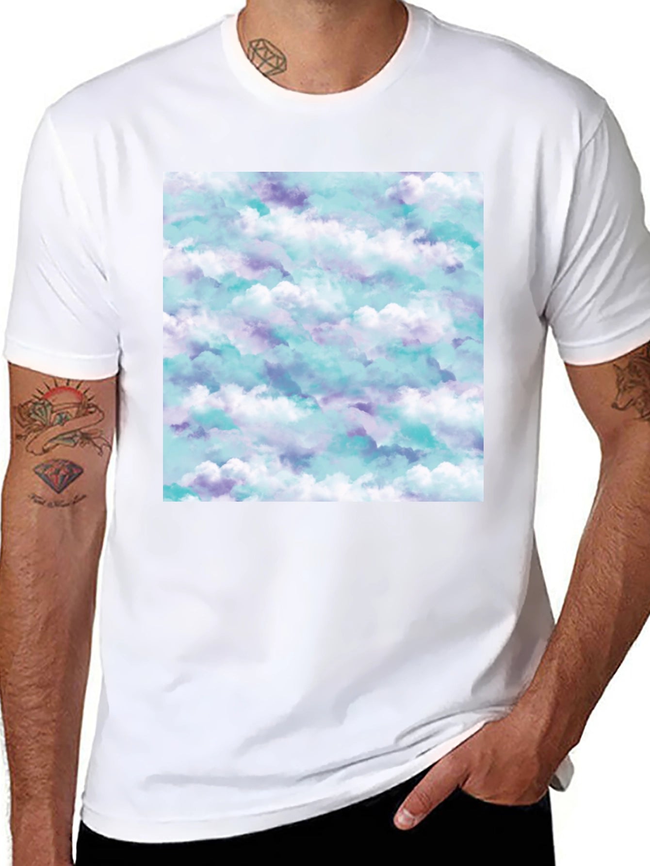 Cloud Print Black T-Shirt