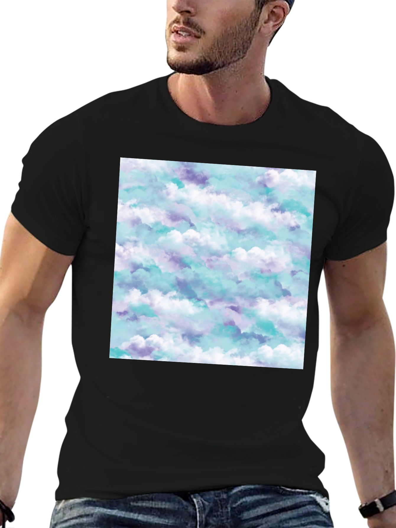 Cloud Print Black T-Shirt