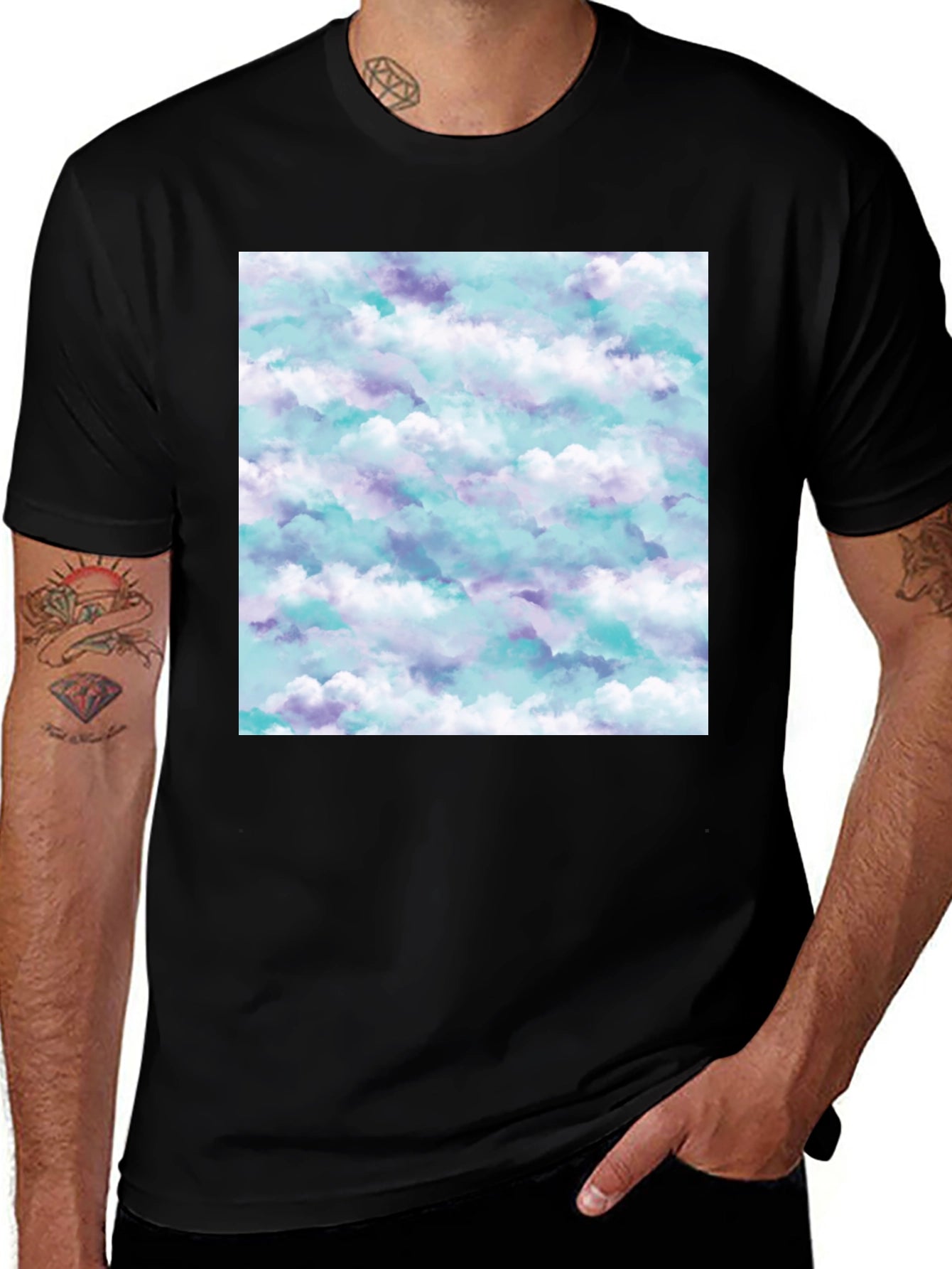 Cloud Print Black T-Shirt