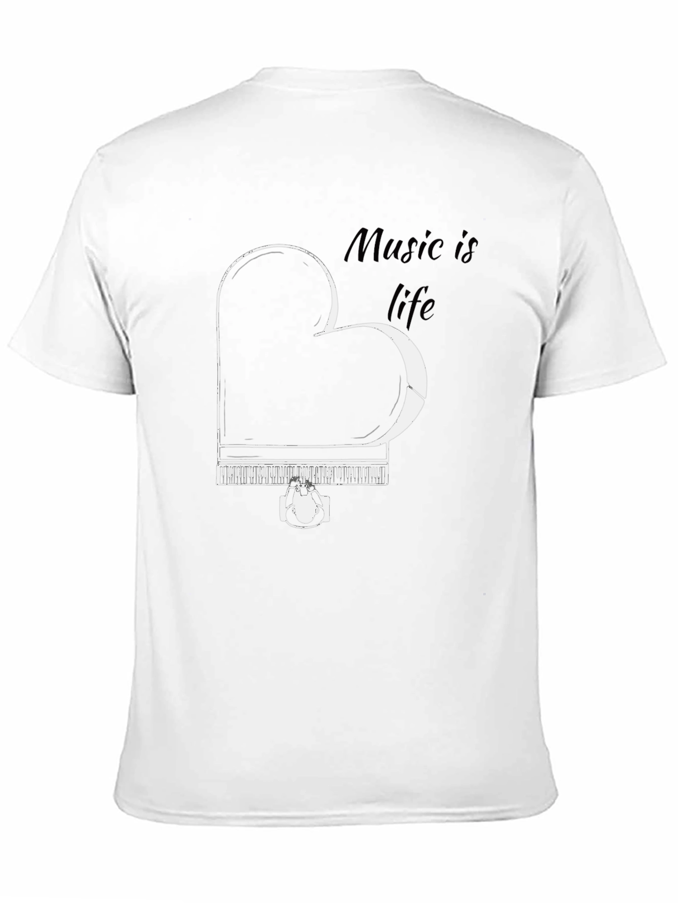 Music is Life Piano Heart T-Shirt