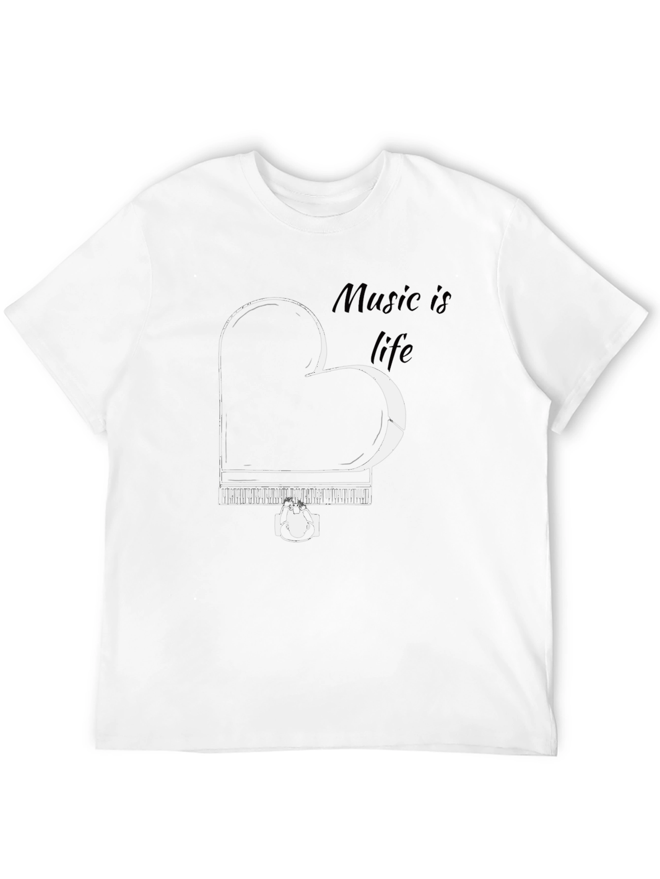 Music is Life Piano Heart T-Shirt