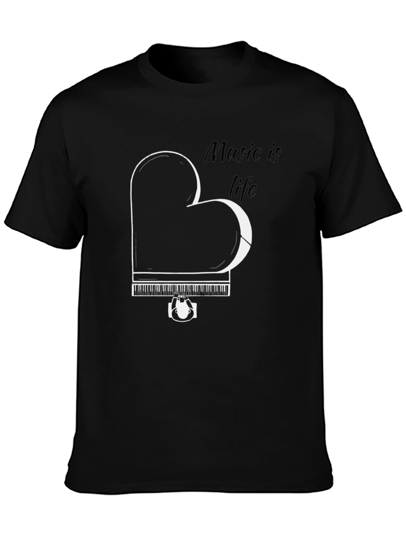 Music is Life Piano Heart T-Shirt