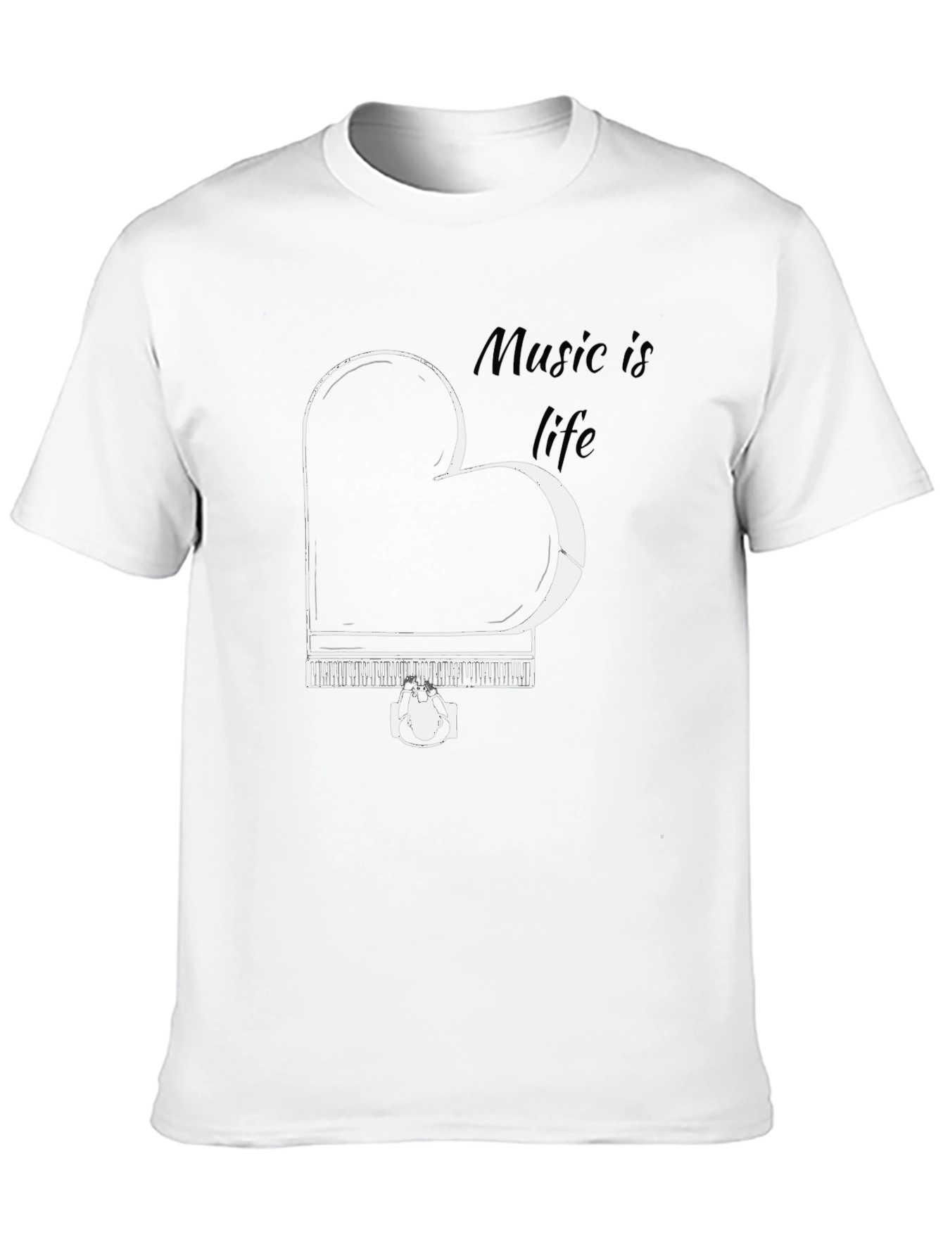 Music is Life Piano Heart T-Shirt