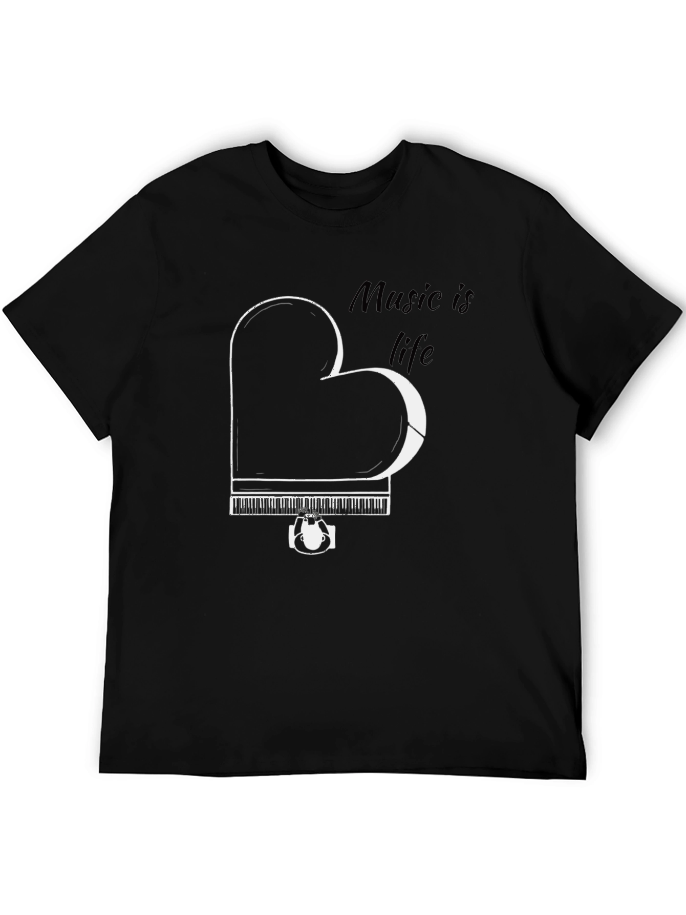 Music is Life Piano Heart T-Shirt