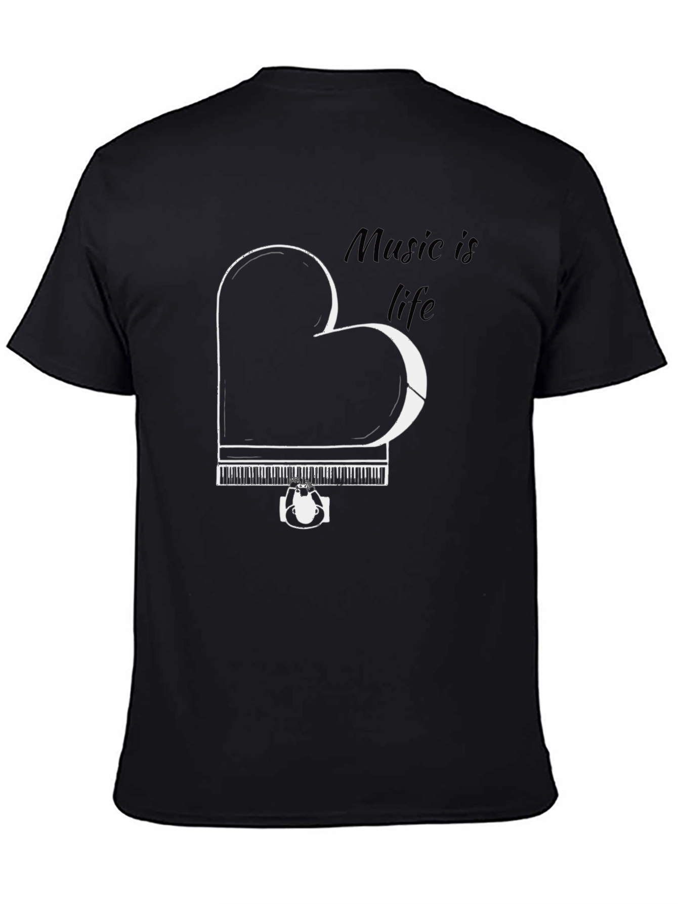 Music is Life Piano Heart T-Shirt