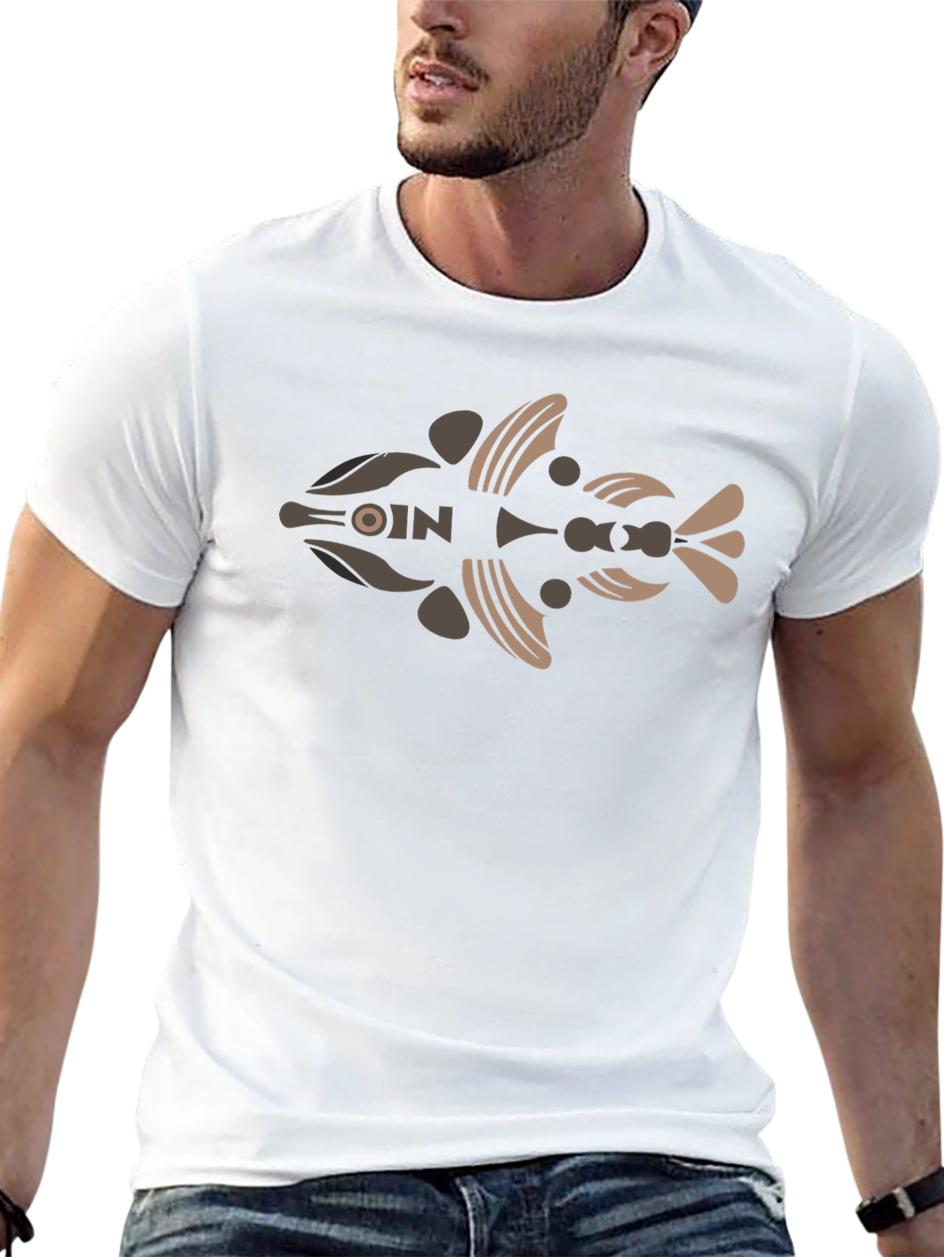 Abstract Fish Graphic T-Shirt - Modern Art Tee