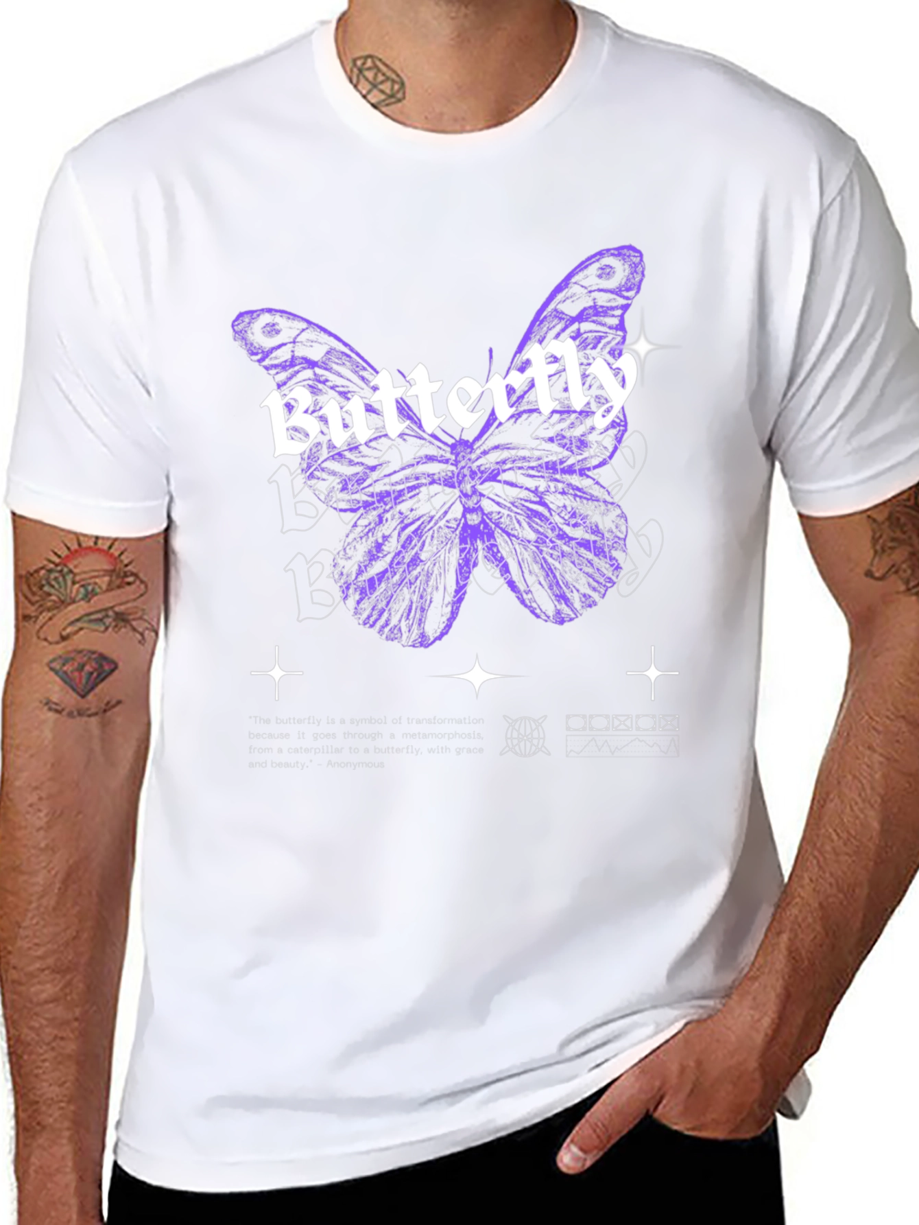 Butterfly Graphic Print Black T-Shirt
