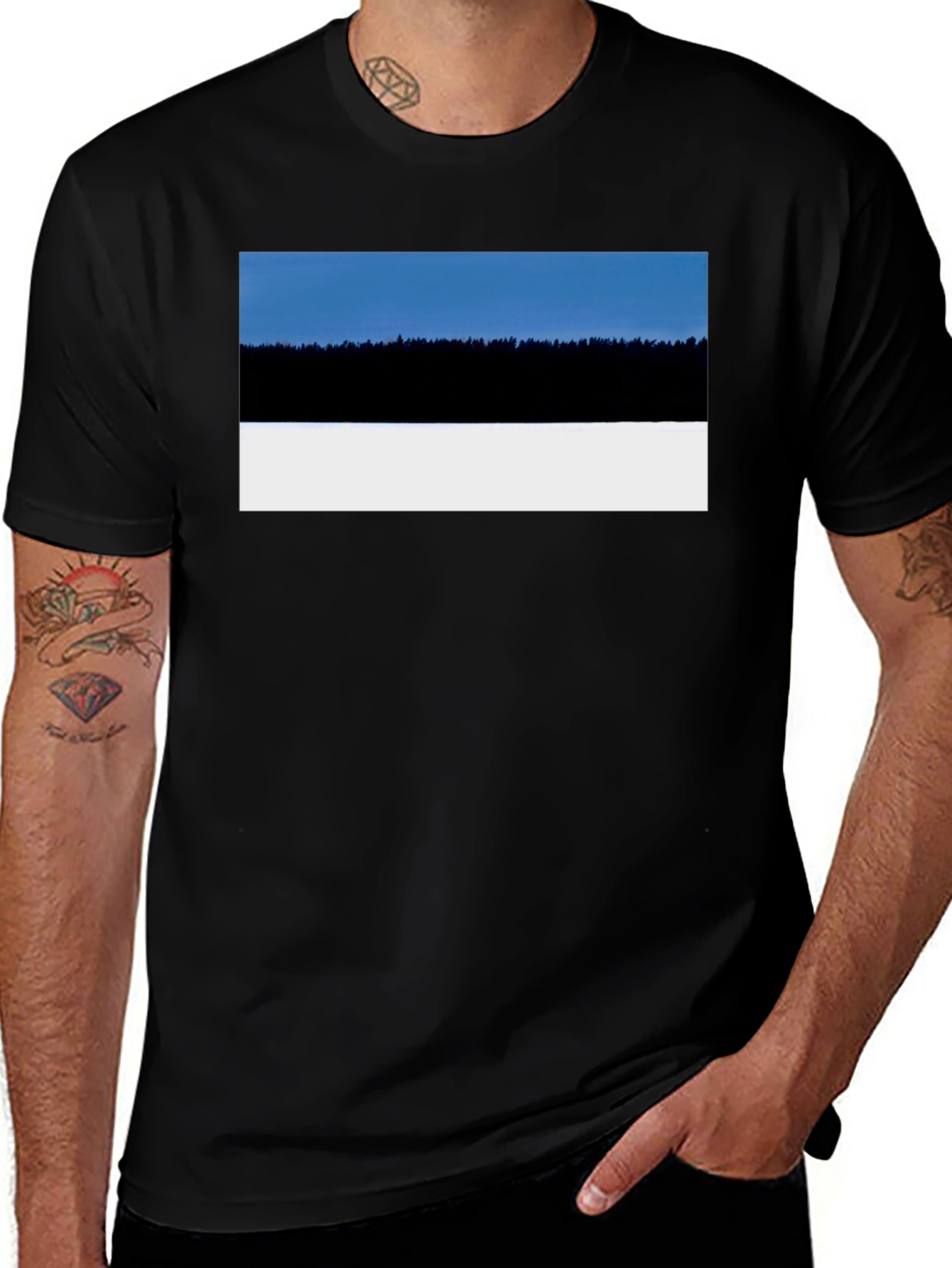 Estonia Landscape T-Shirt - Black