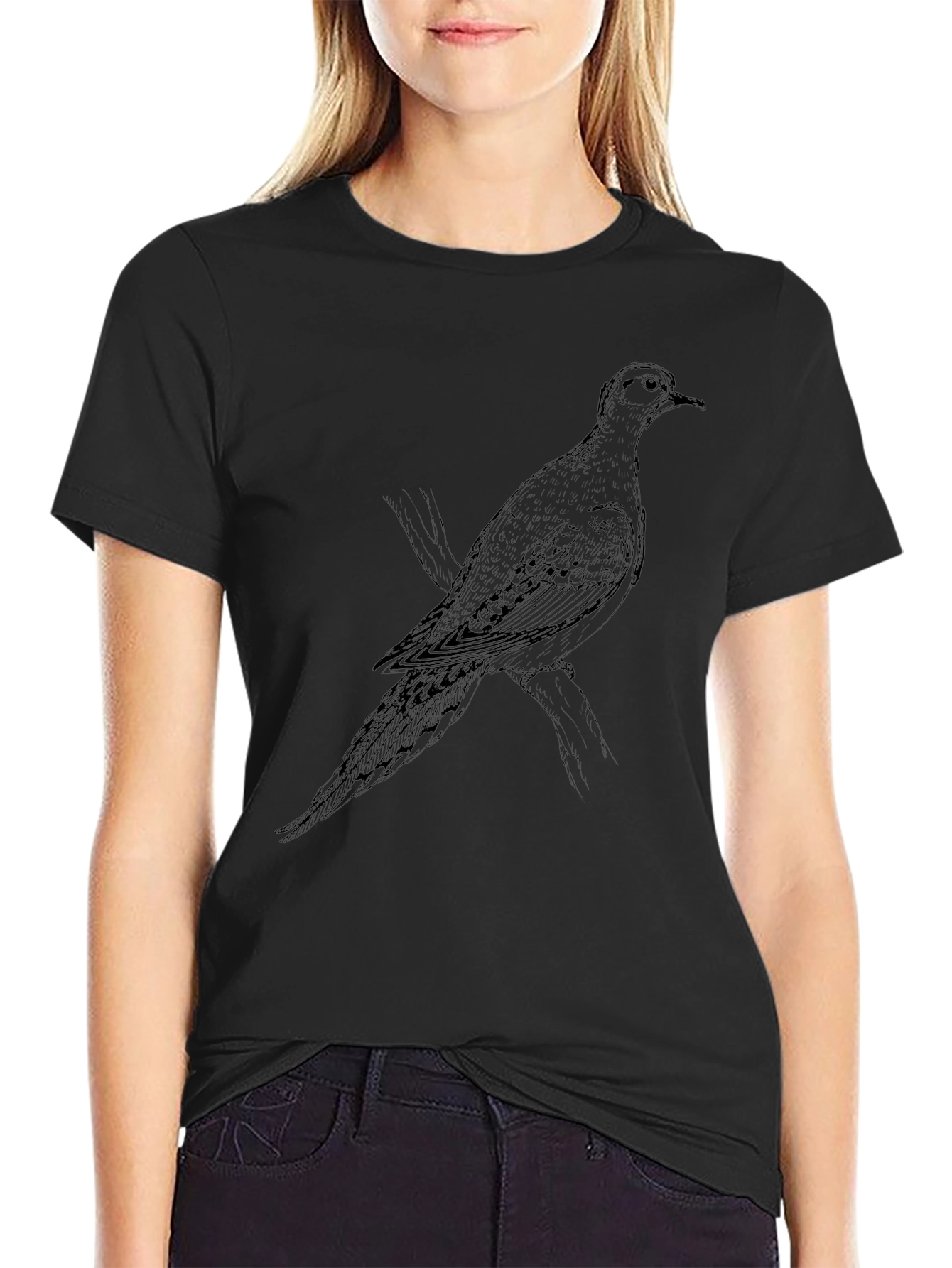Bird Graphic Tee - Black