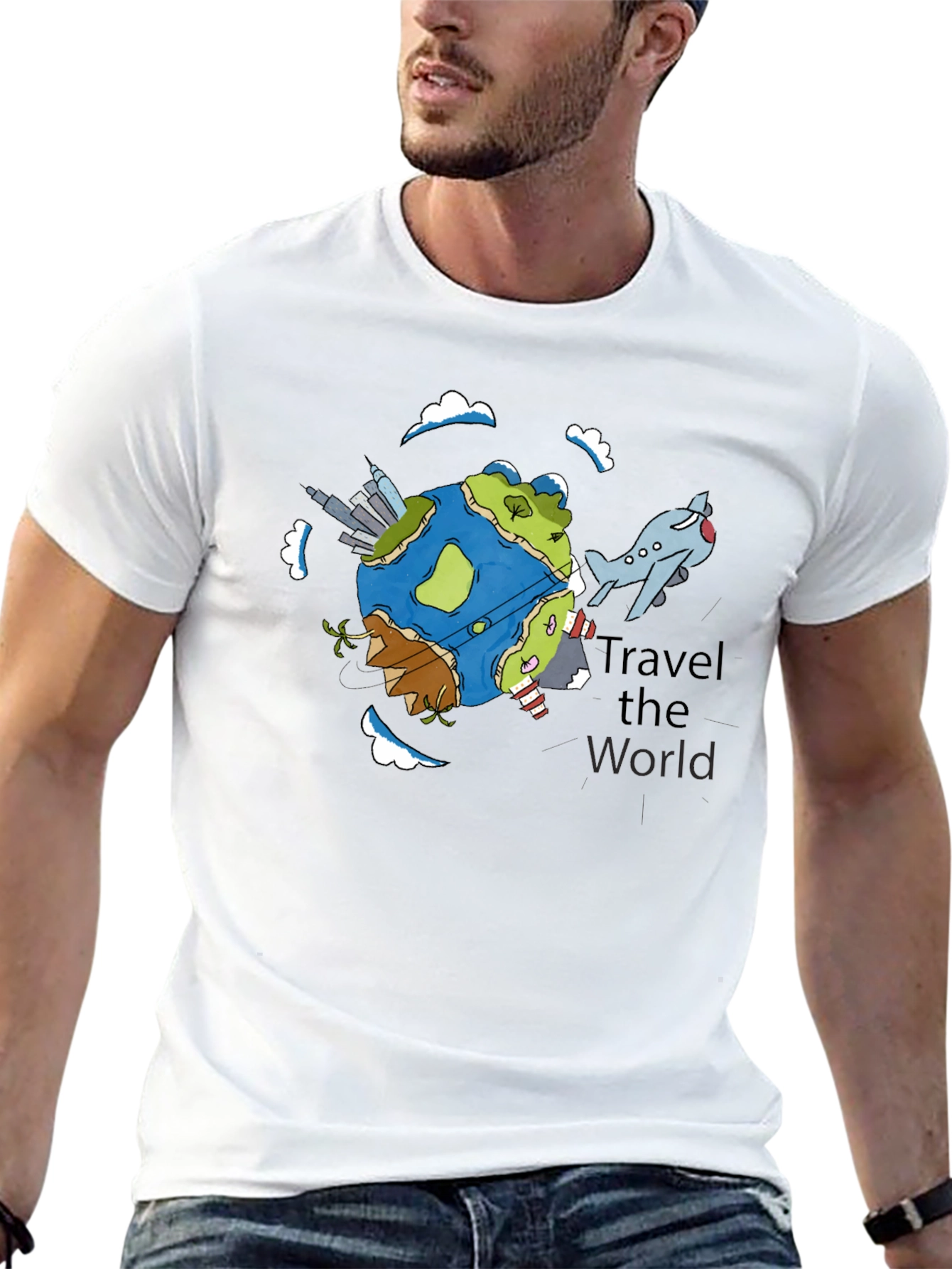 Travel the World Graphic Tee - Black