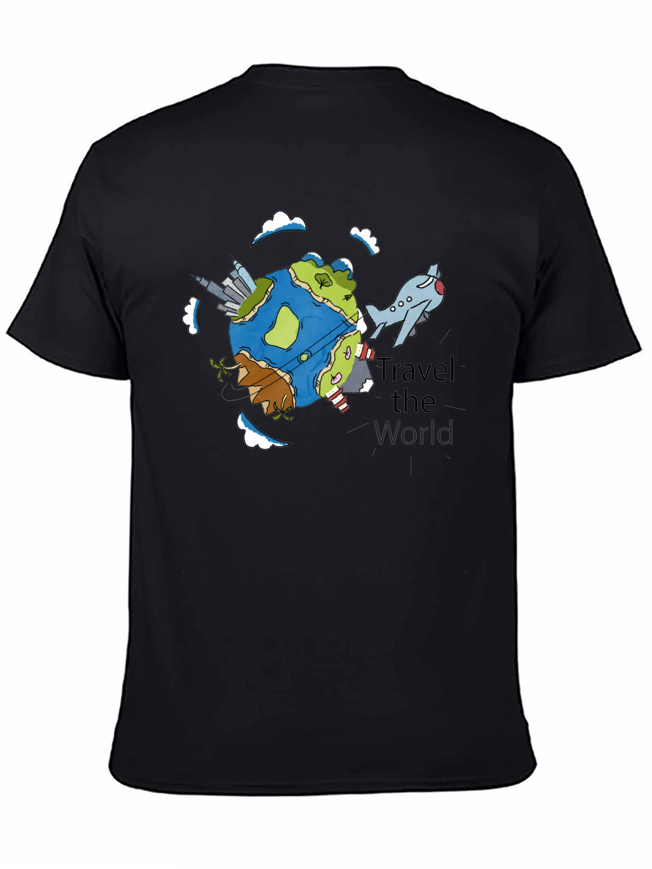 Travel the World Graphic Tee - Black