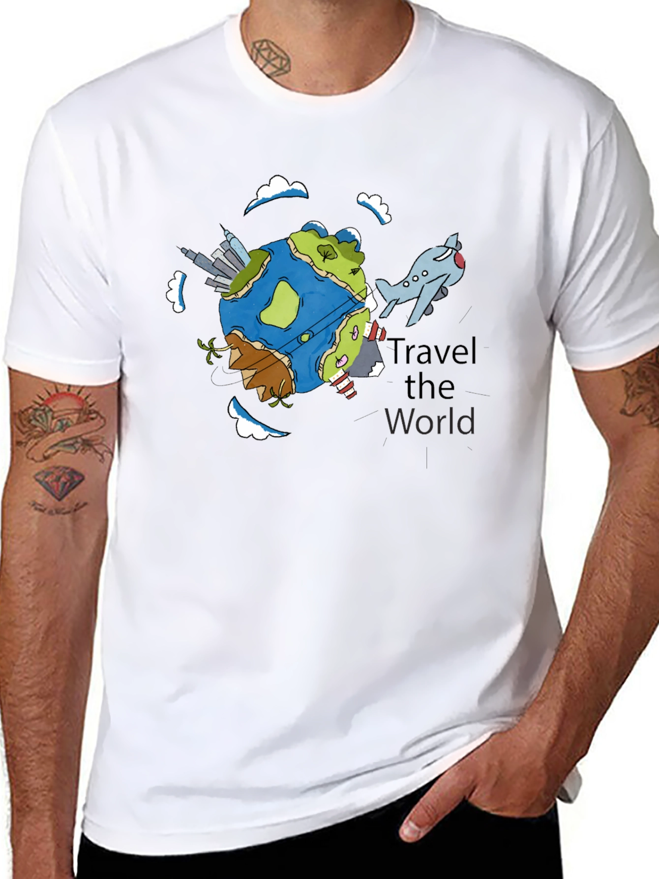 Travel the World Graphic Tee - Black