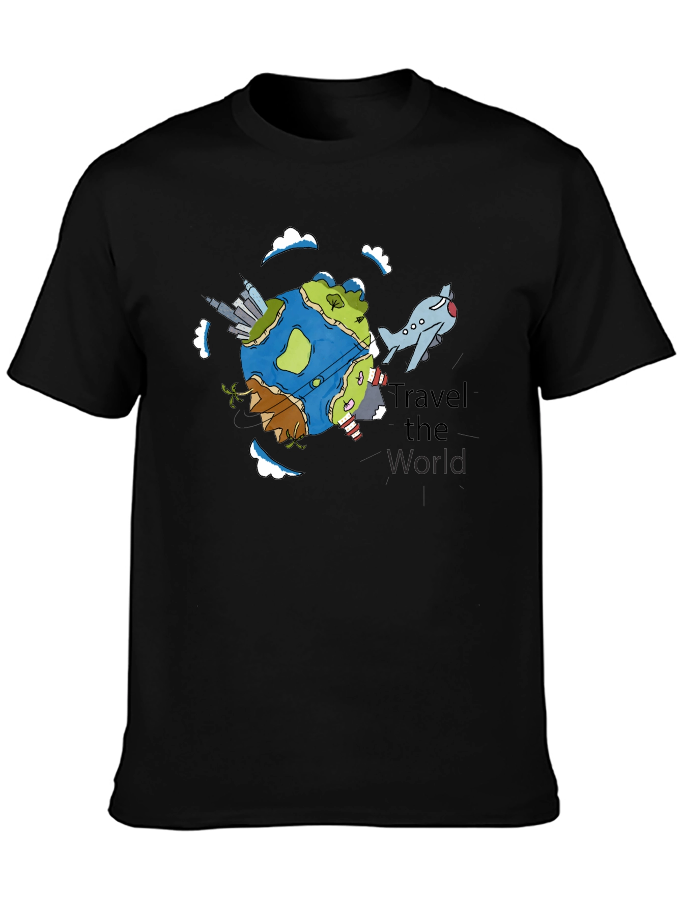 Travel the World Graphic Tee - Black