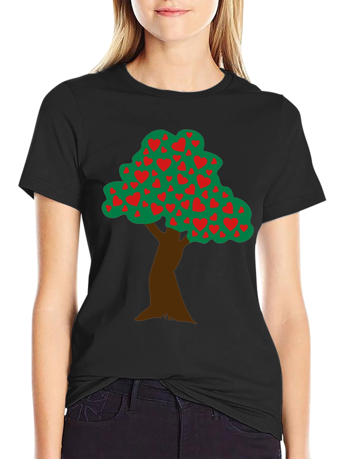 Heart Tree Graphic Tee - Black Cotton Blend