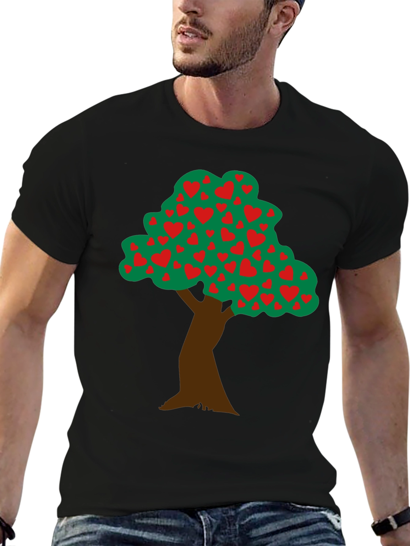 Heart Tree Graphic Tee - Black Cotton Blend