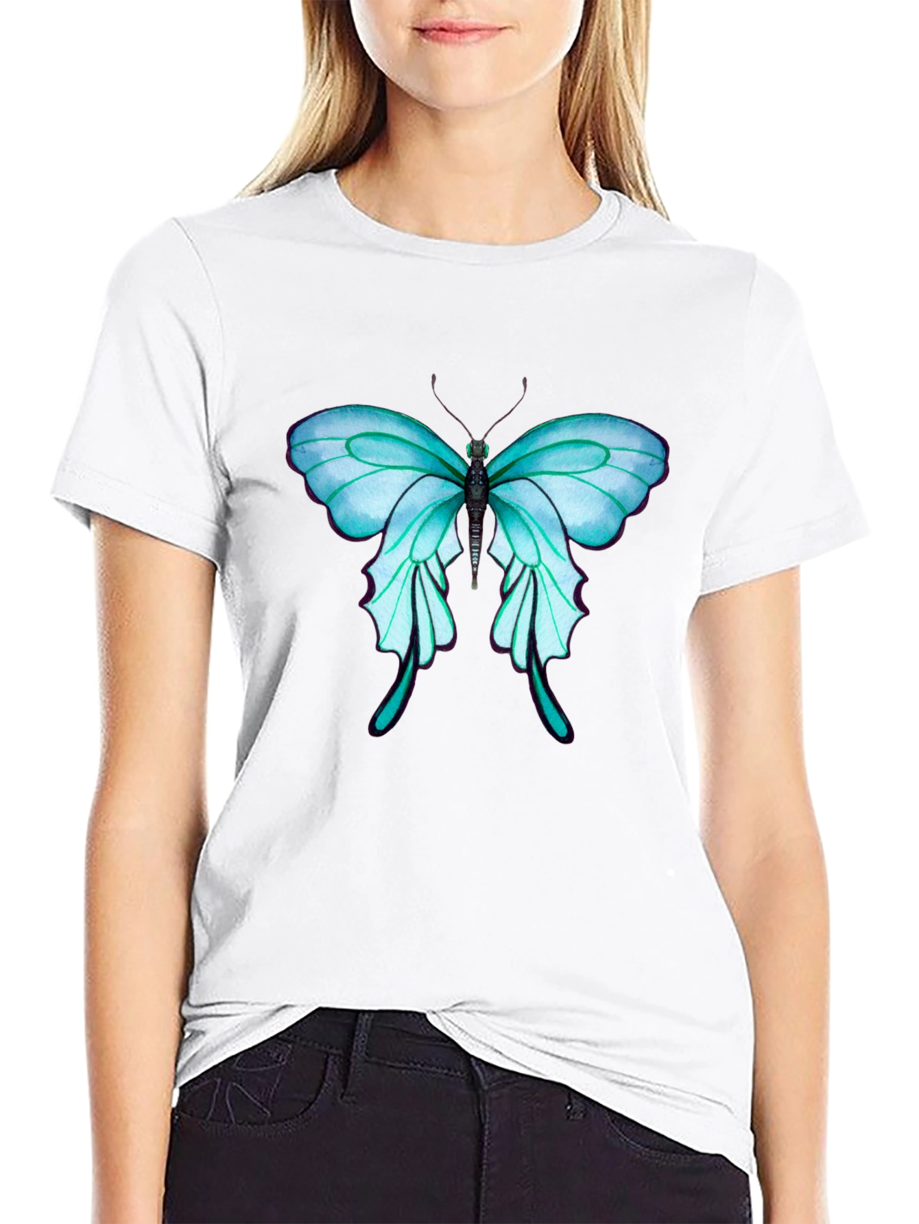 Butterfly Graphic Tee - Stylish Mens Black T-Shirt