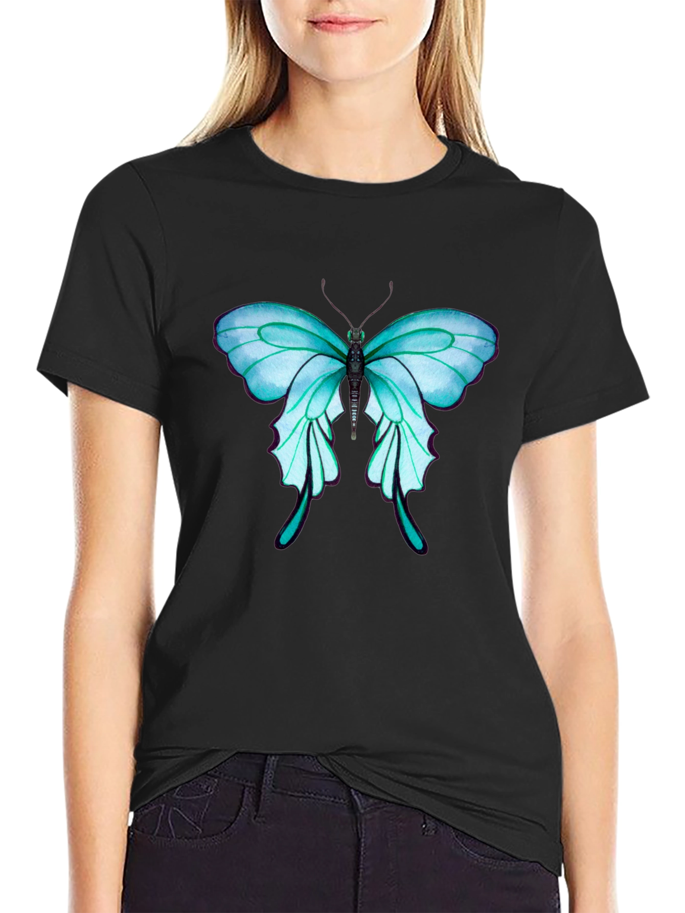 Butterfly Graphic Tee - Stylish Mens Black T-Shirt