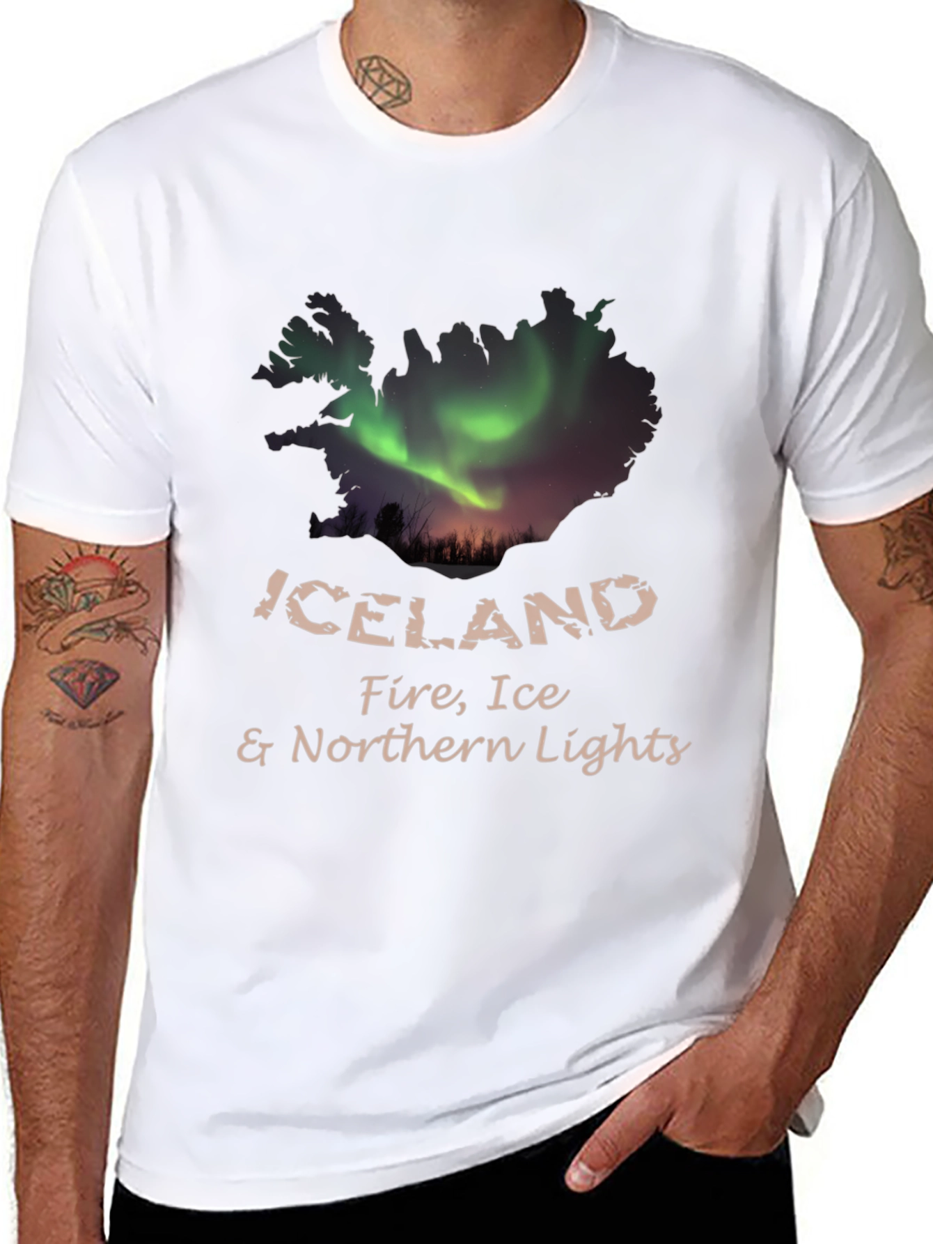 Iceland Fire Ice Northern Lights T-Shirt