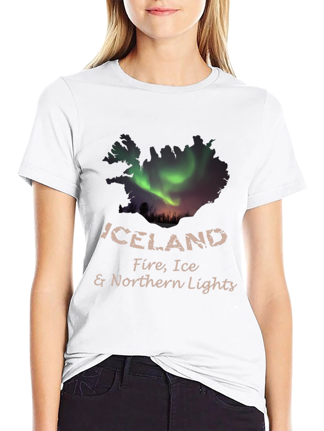 Iceland Fire Ice Northern Lights T-Shirt