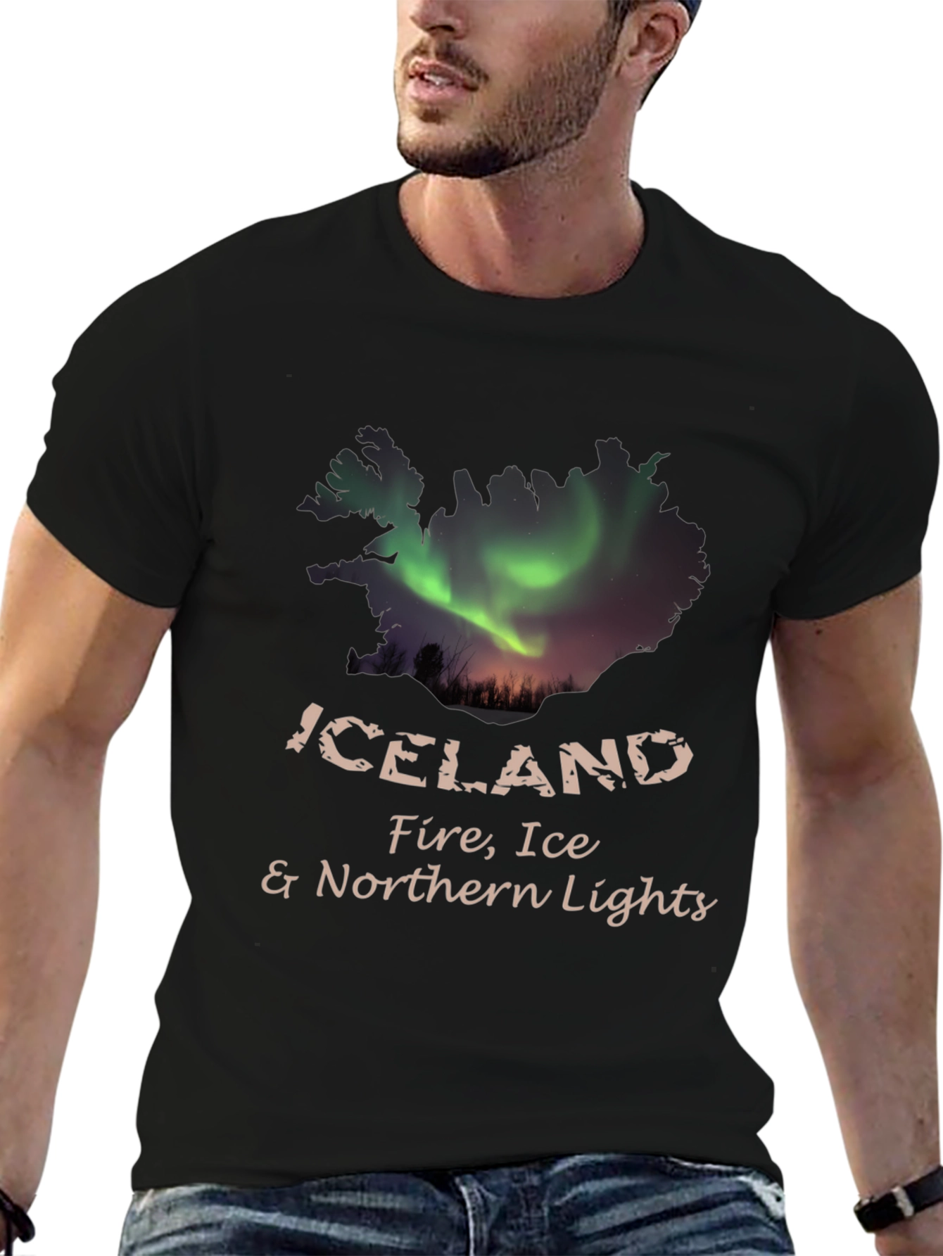 Iceland Fire Ice Northern Lights T-Shirt