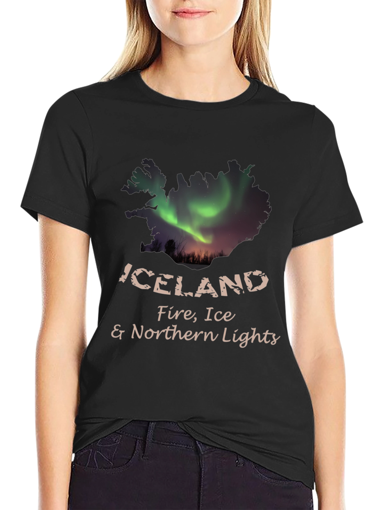 Iceland Fire Ice Northern Lights T-Shirt