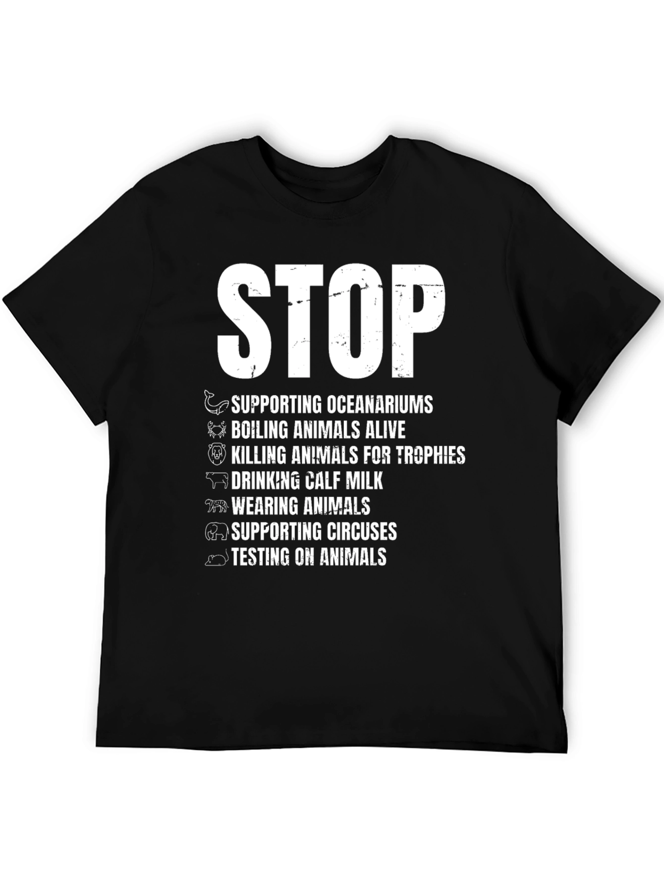 Stop Animal Cruelty Black Graphic T-Shirt