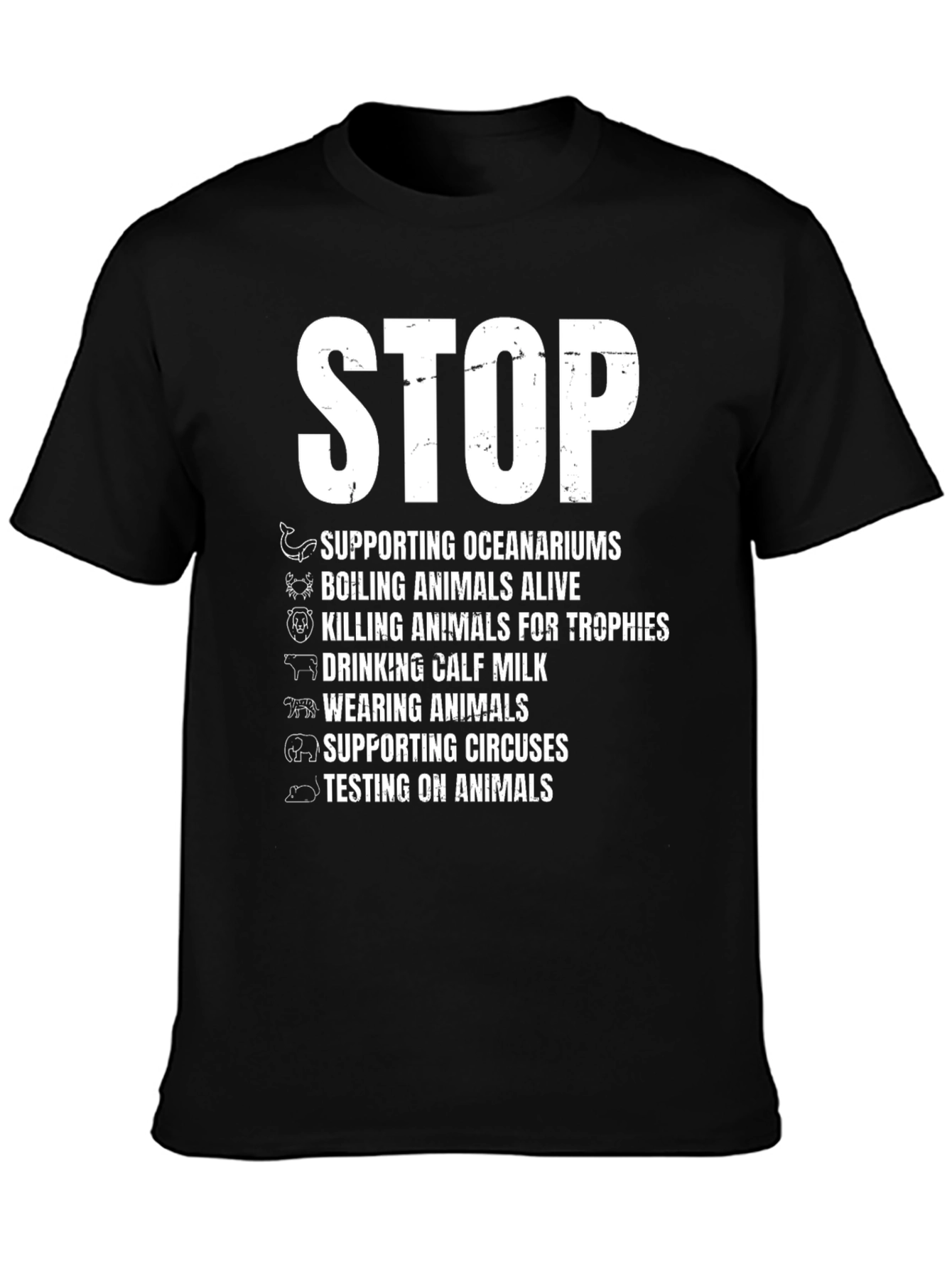 Stop Animal Cruelty Black Graphic T-Shirt