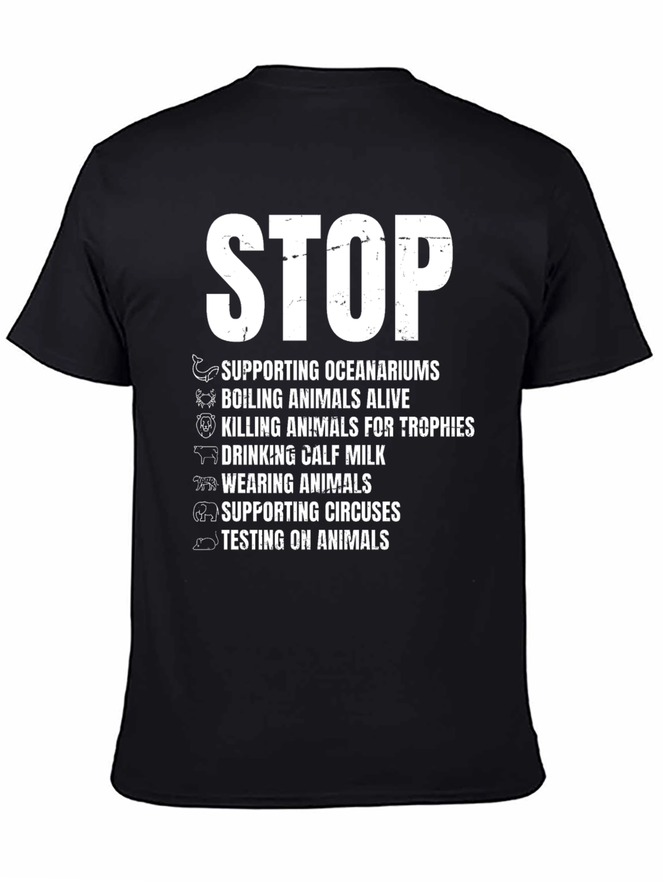 Stop Animal Cruelty Black Graphic T-Shirt