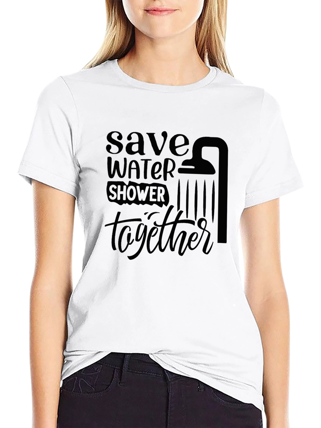 Save Water Shower Together Black T-Shirt