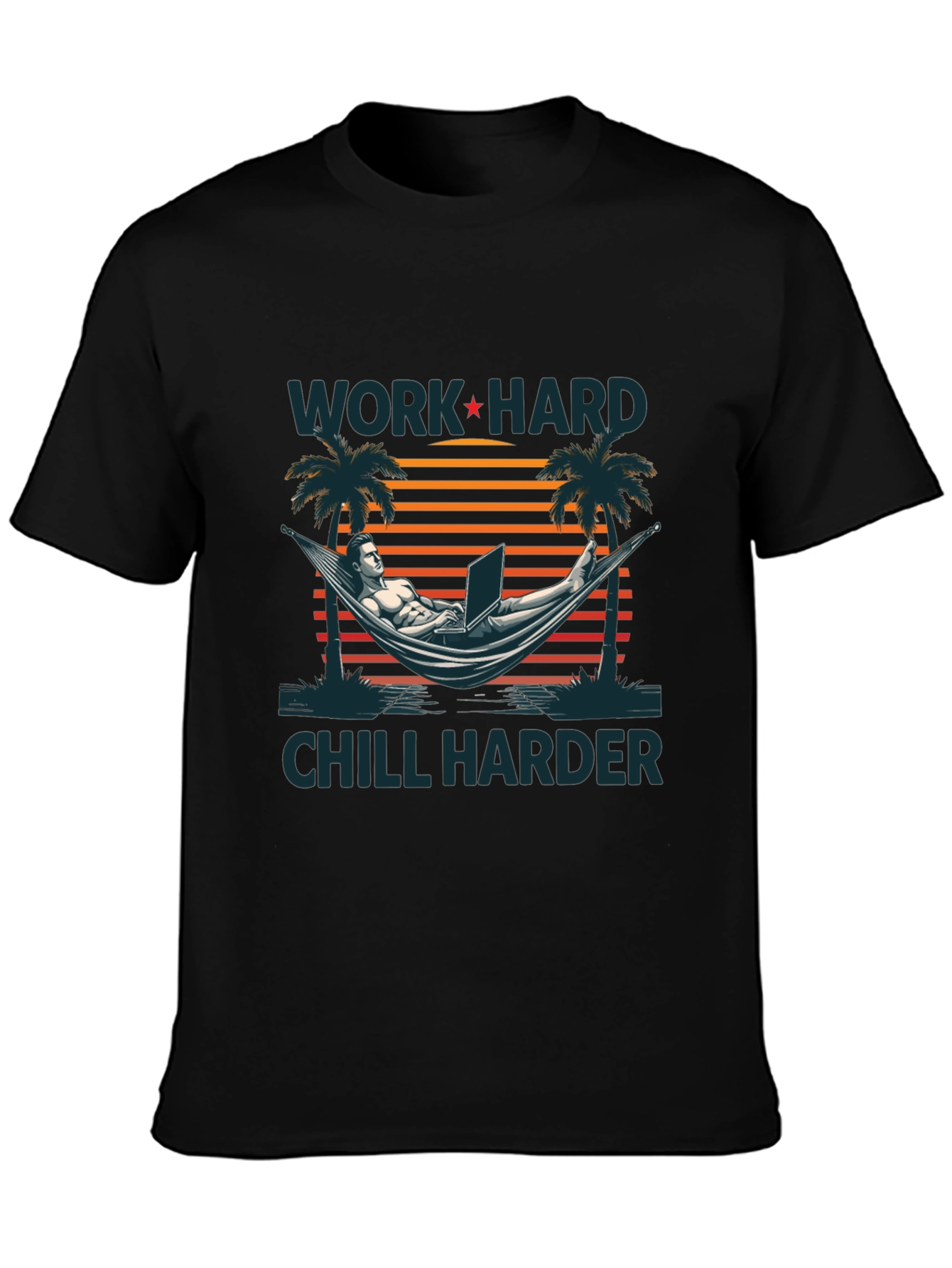 Work Hard Chill Harder Black Graphic T-Shirt