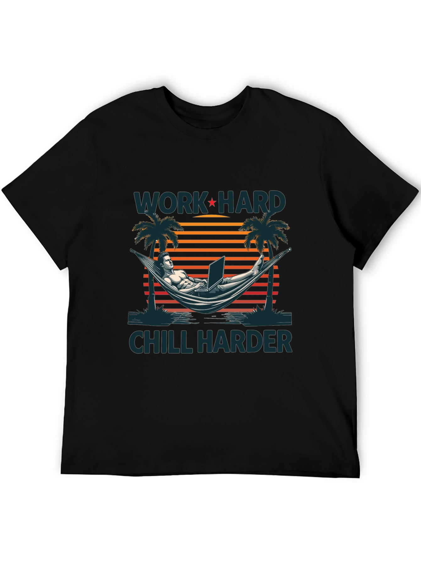 Work Hard Chill Harder Black Graphic T-Shirt