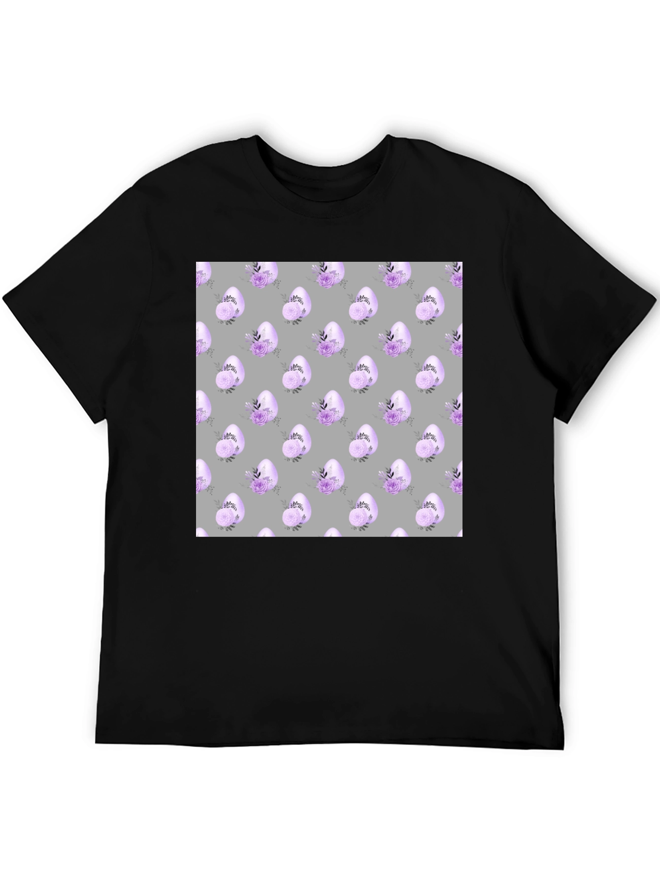 Floral Easter Egg T-Shirt - Mens Black Tee