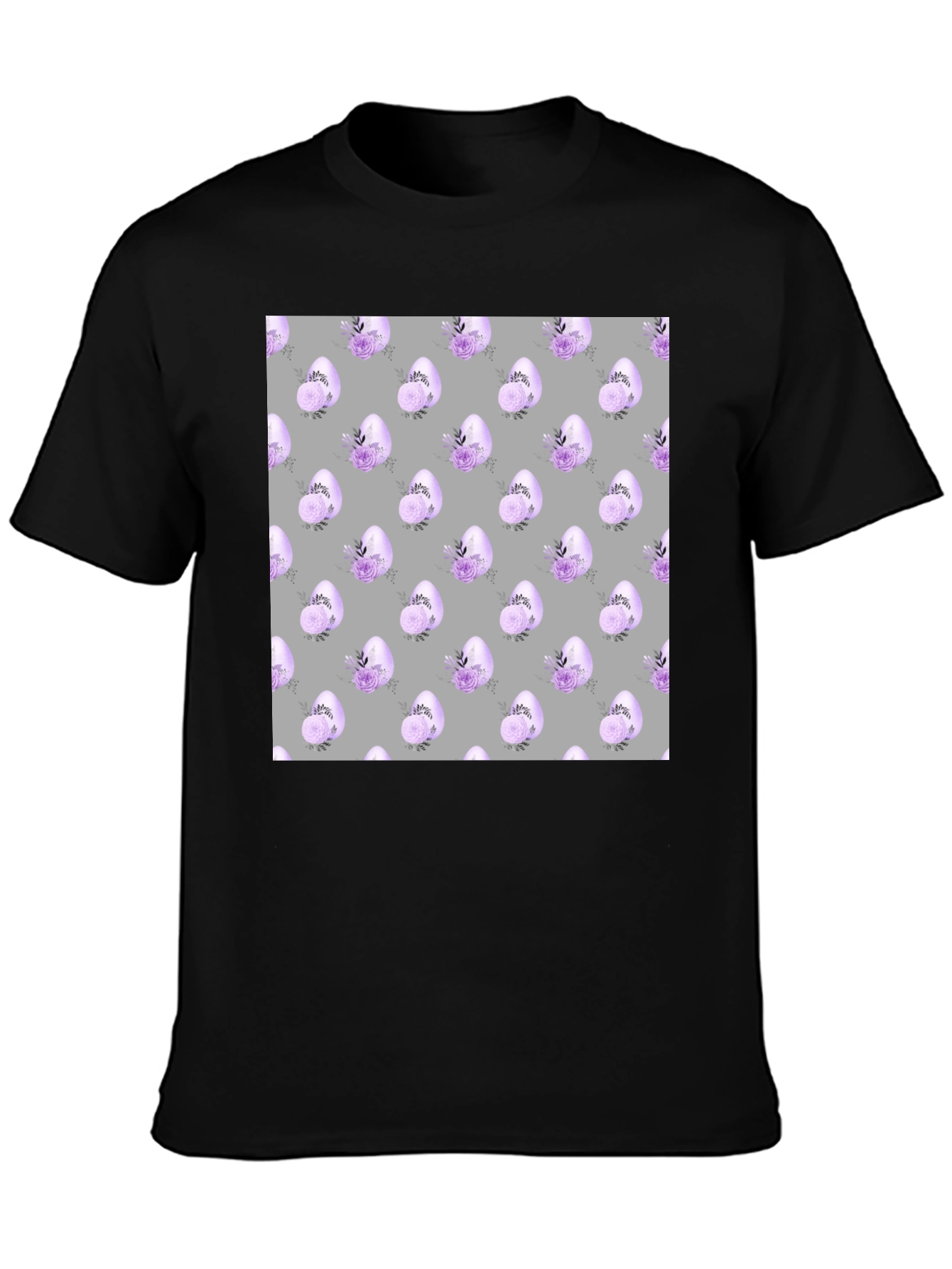 Floral Easter Egg T-Shirt - Mens Black Tee