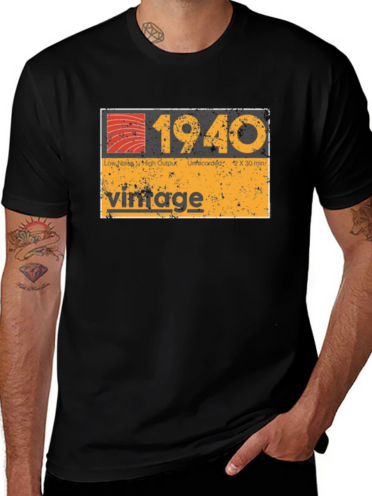 Vintage 1940 Graphic Tee - Retro Cassette Tape Design