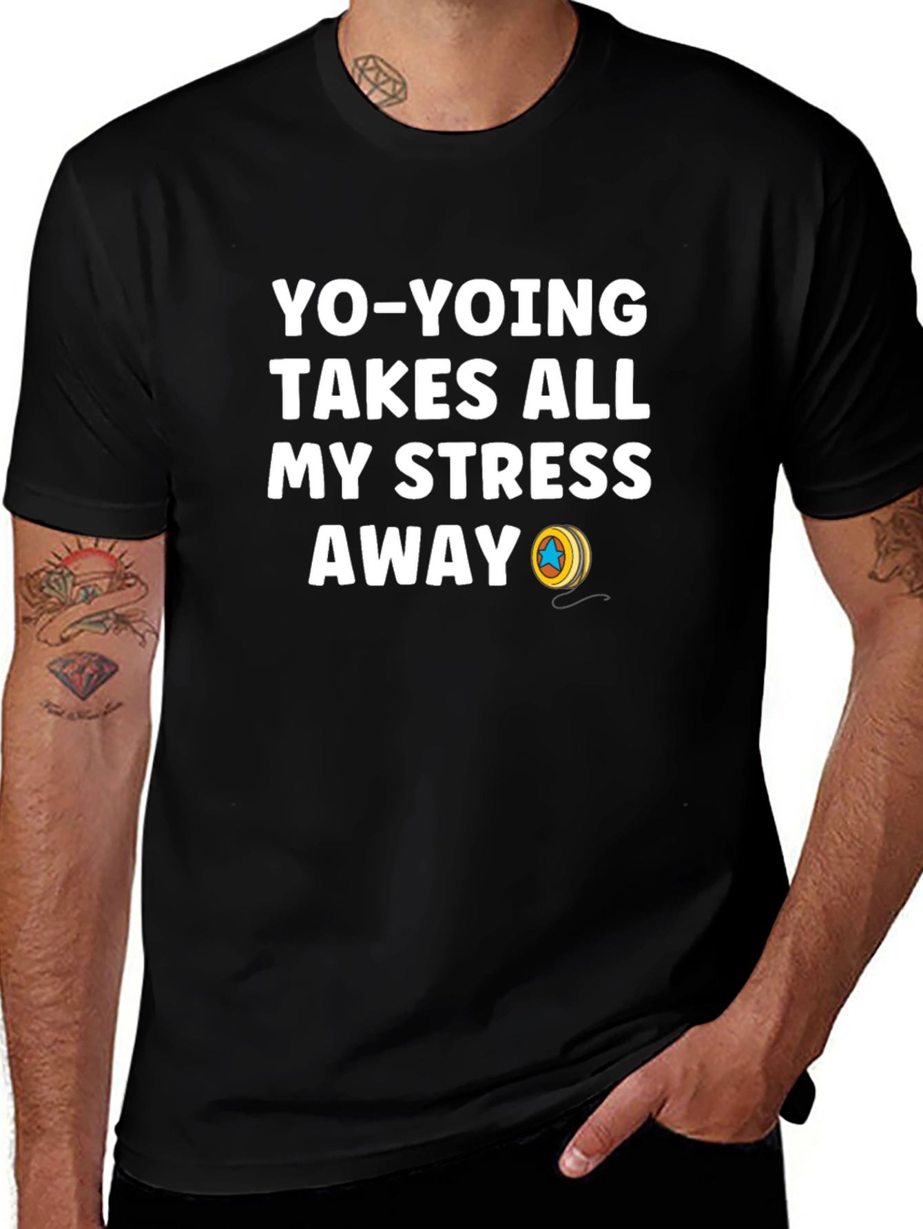 Yo-Yoing Takes All My Stress Away Black T-Shirt