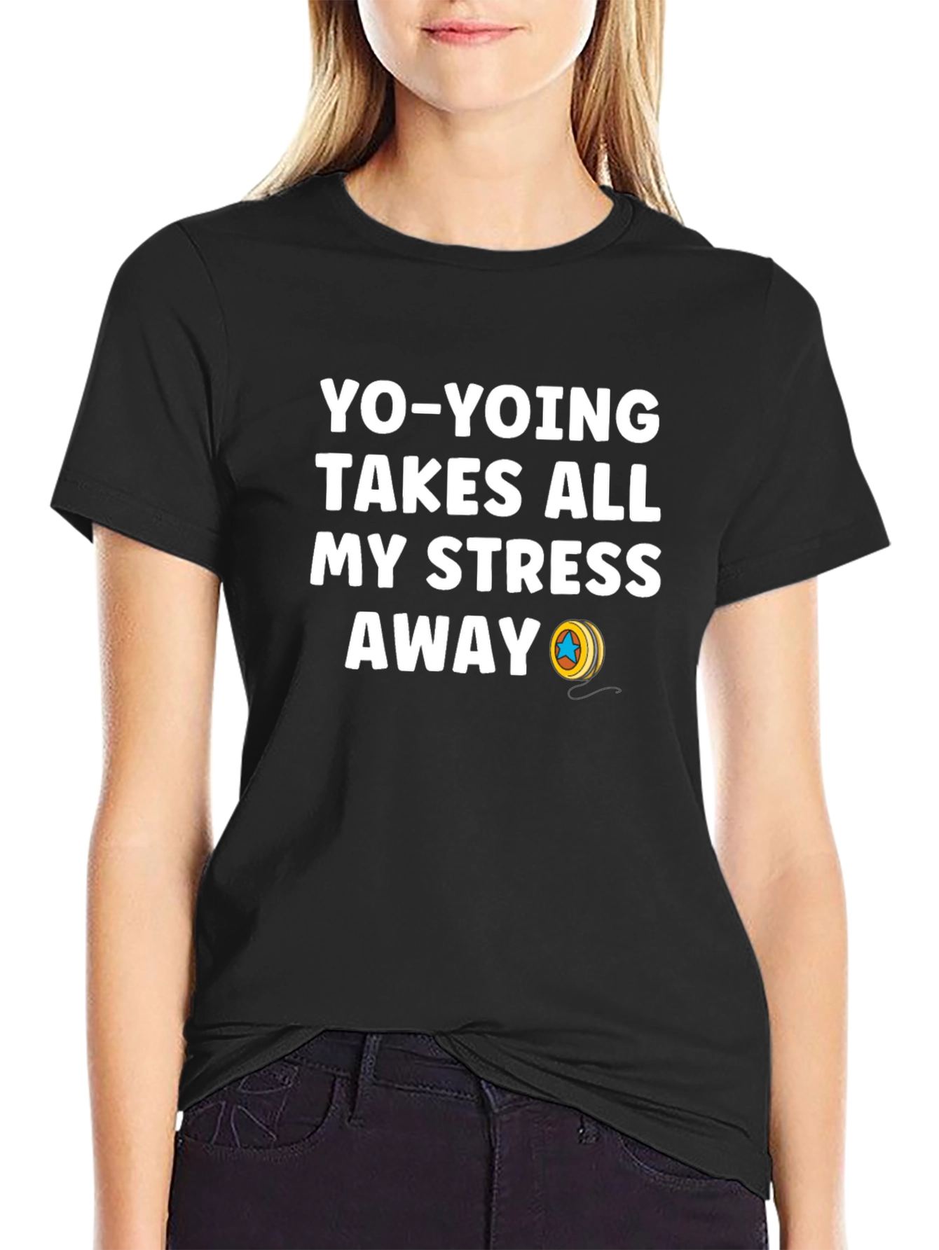 Yo-Yoing Takes All My Stress Away Black T-Shirt