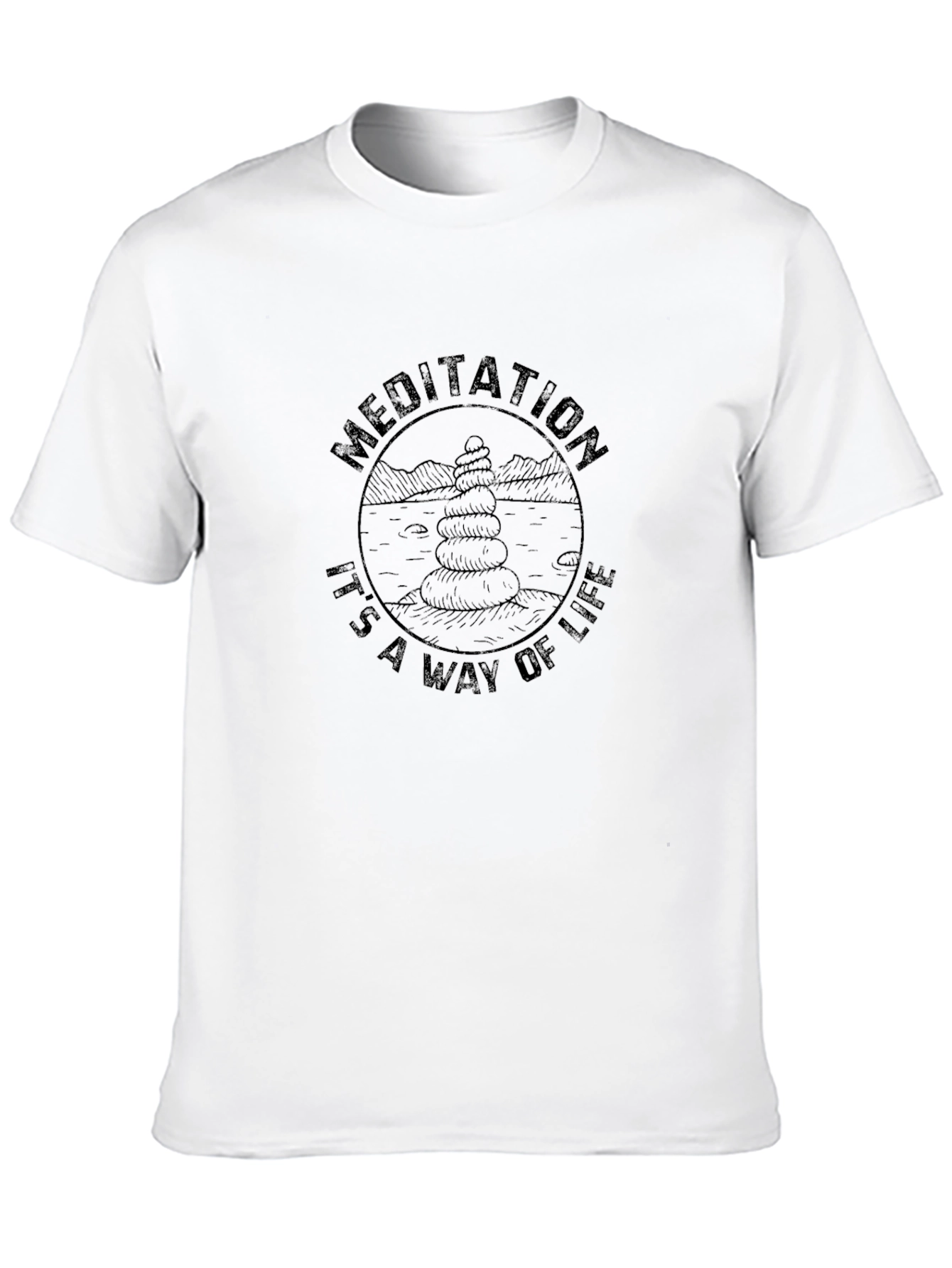 Meditation Way of Life Black Graphic T-Shirt