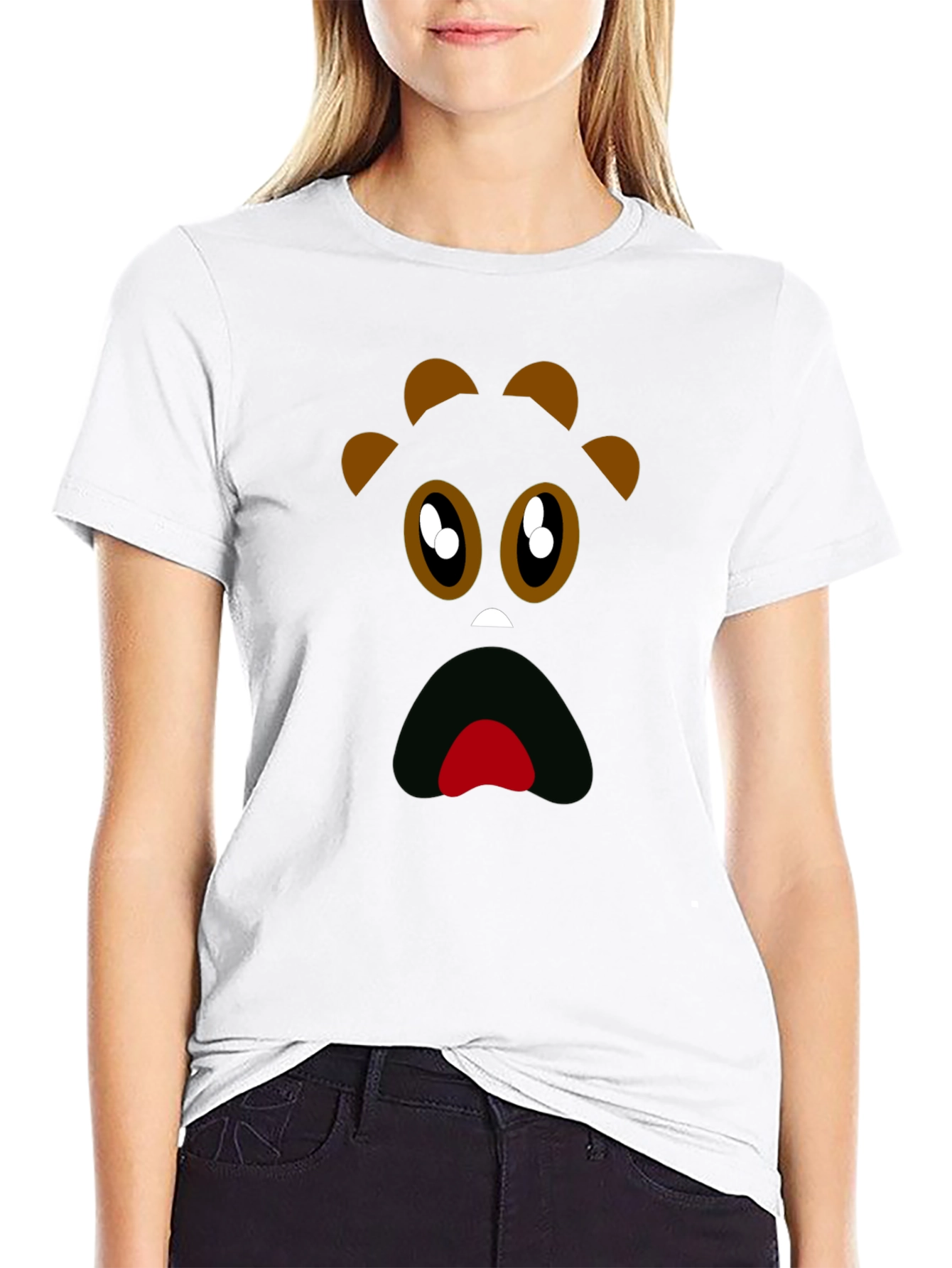 Funny Monster Face Black T-Shirt