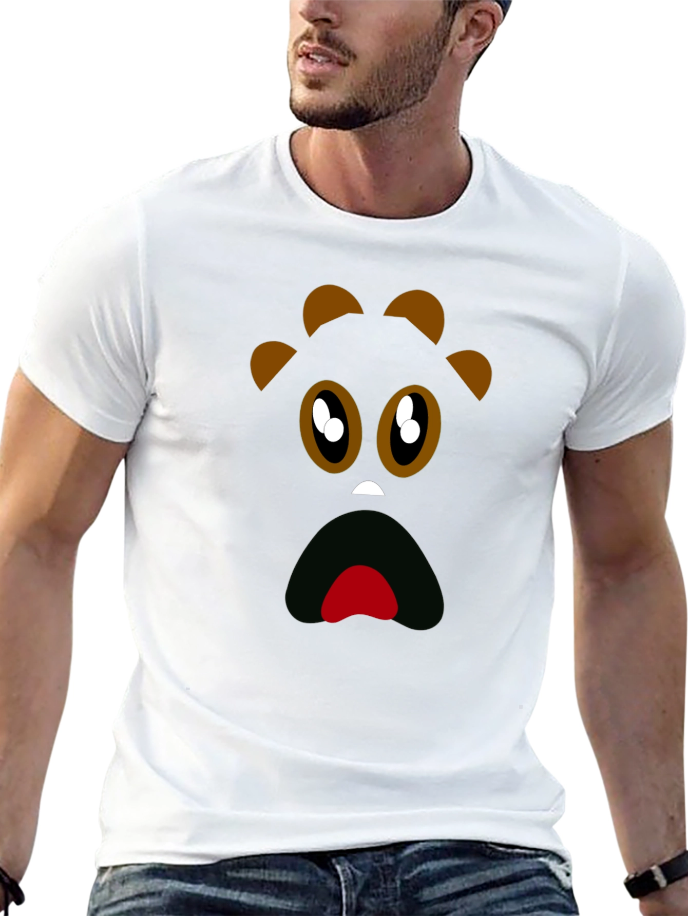 Funny Monster Face Black T-Shirt