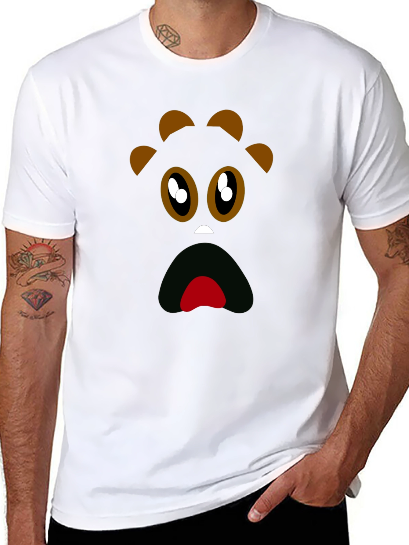 Funny Monster Face Black T-Shirt