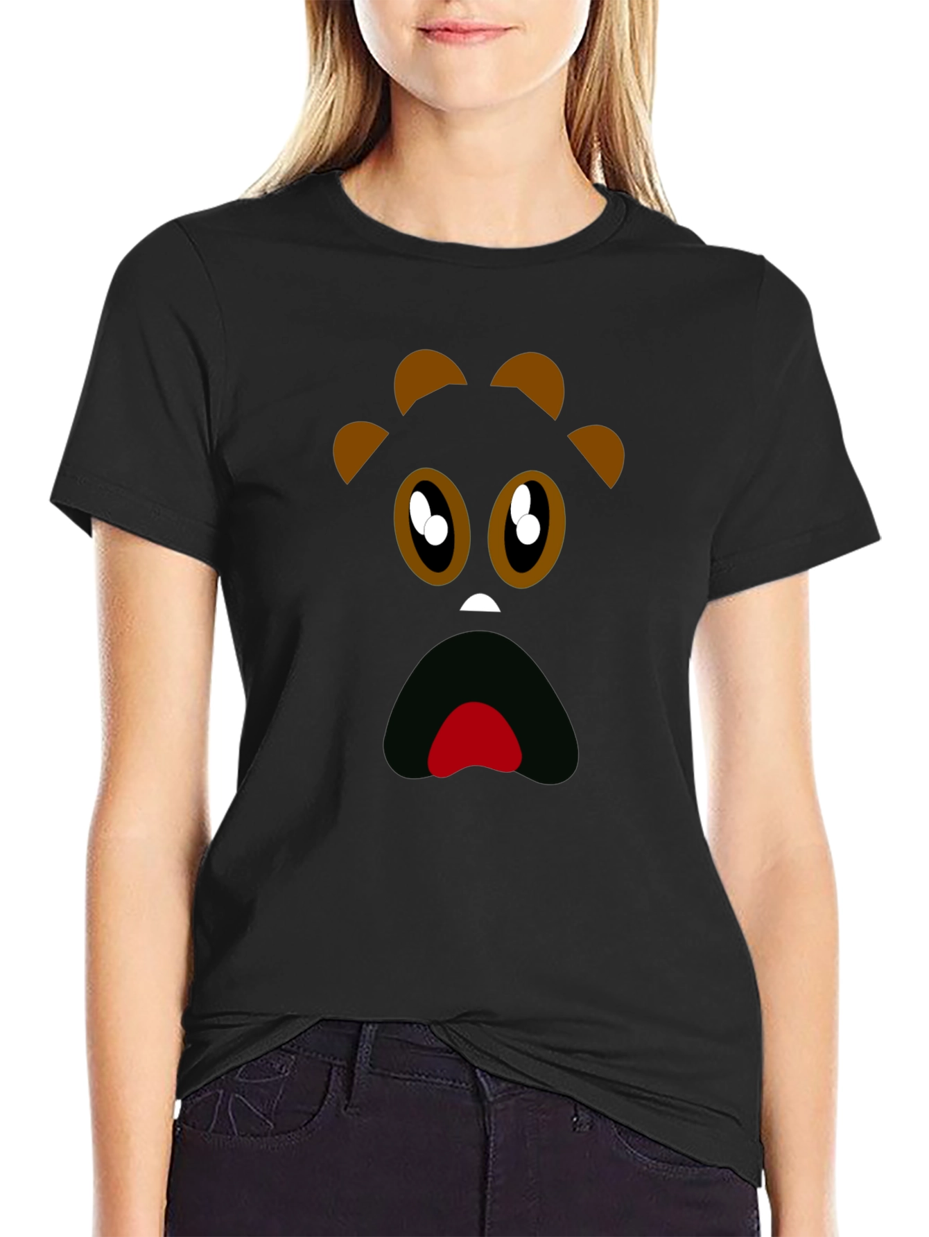 Funny Monster Face Black T-Shirt