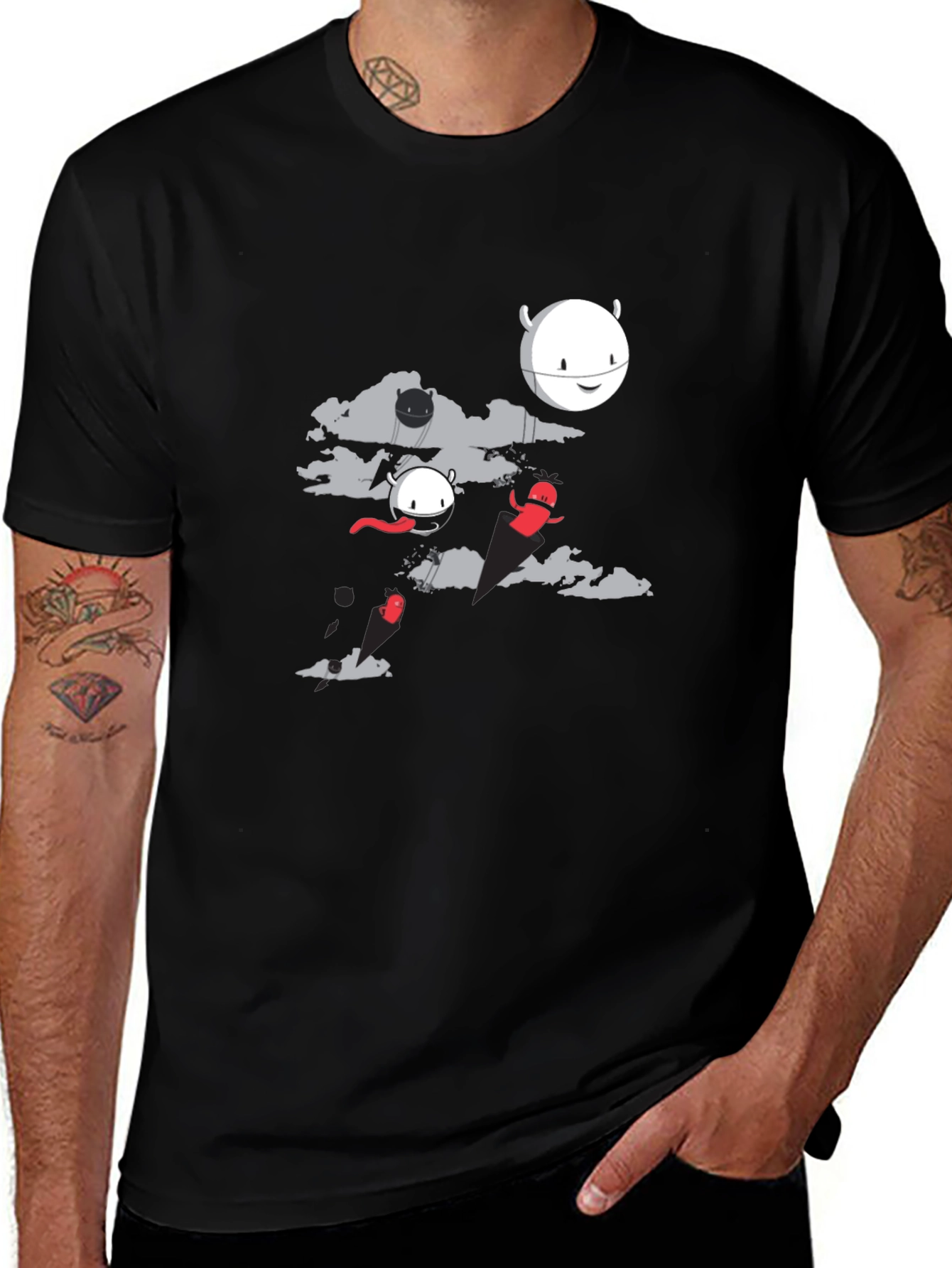 Cartoon Graphic Black T-Shirt