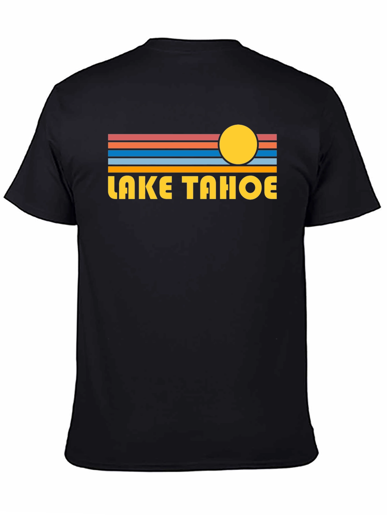 Lake Tahoe Graphic Tee - Retro Style Black T-Shirt