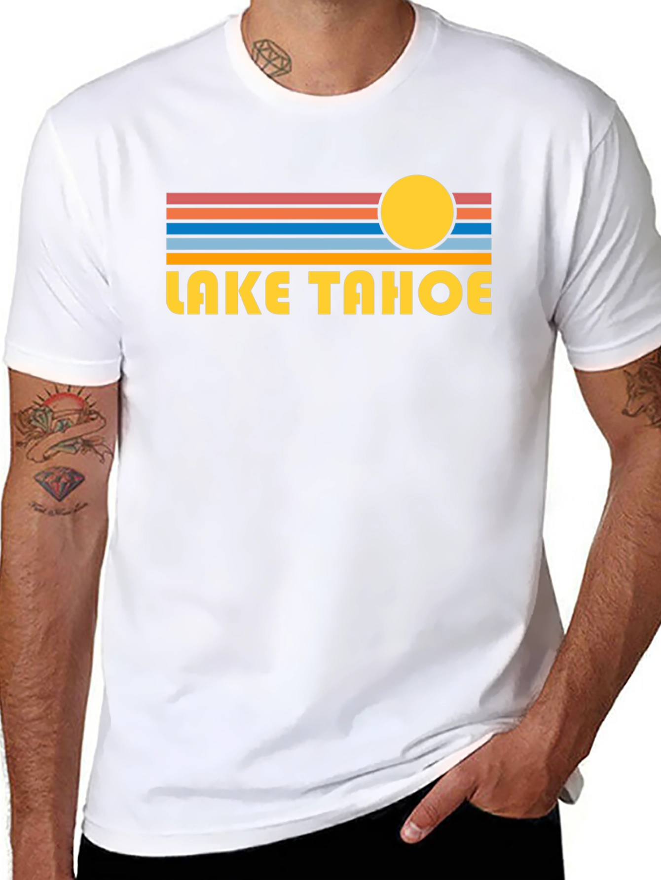 Lake Tahoe Graphic Tee - Retro Style Black T-Shirt