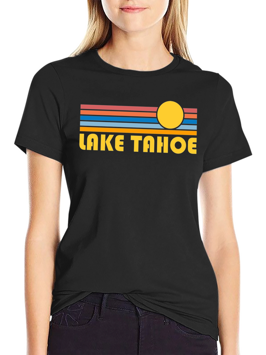 Lake Tahoe Graphic Tee - Retro Style Black T-Shirt