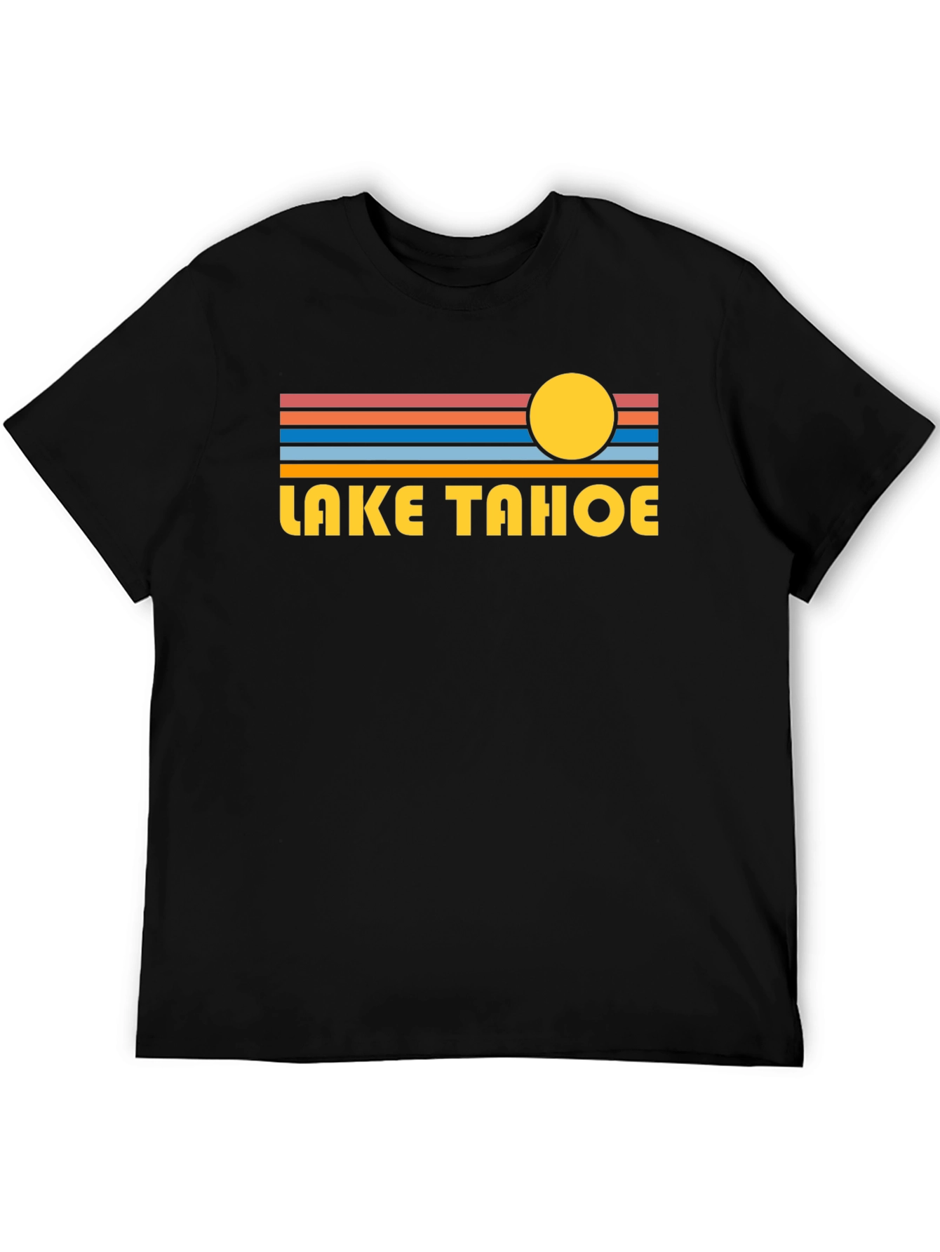 Lake Tahoe Graphic Tee - Retro Style Black T-Shirt