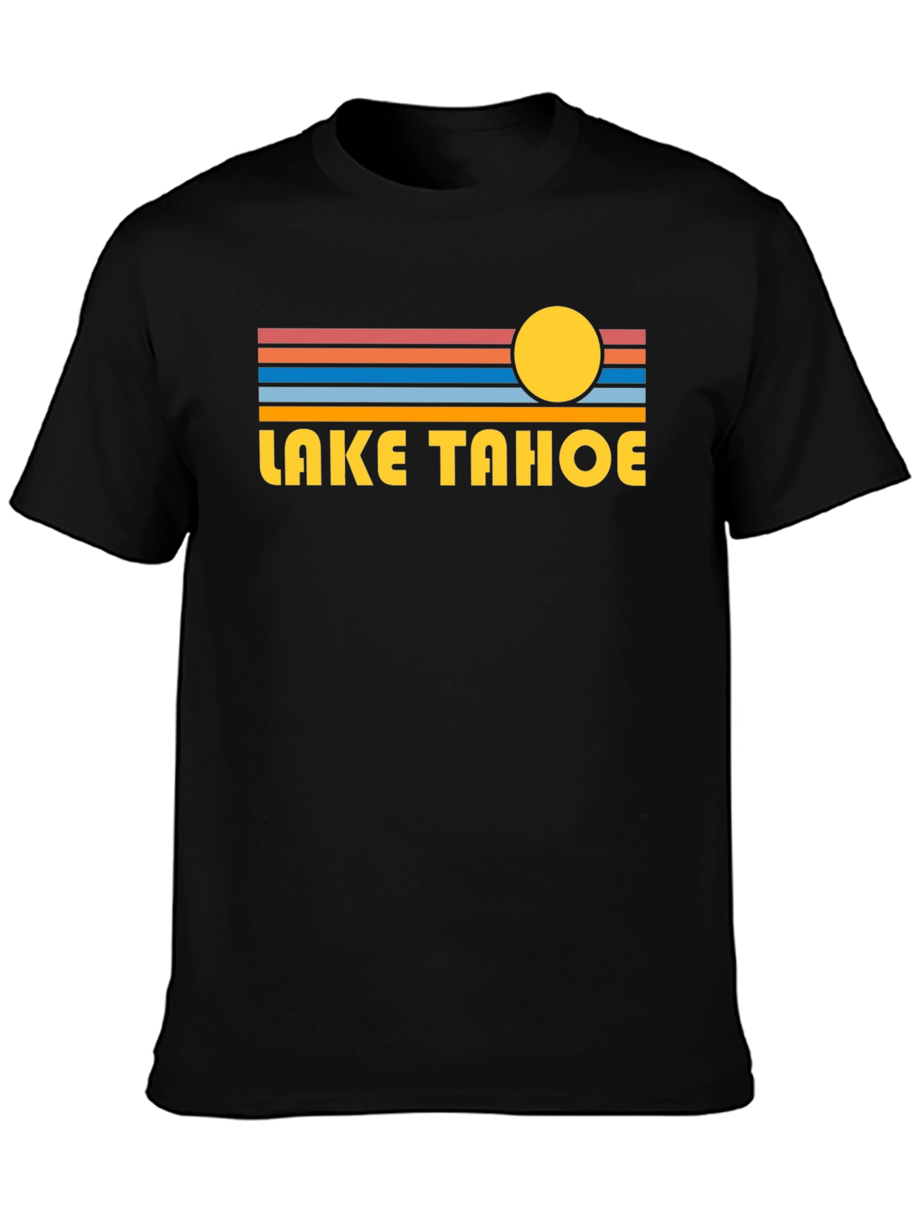Lake Tahoe Graphic Tee - Retro Style Black T-Shirt