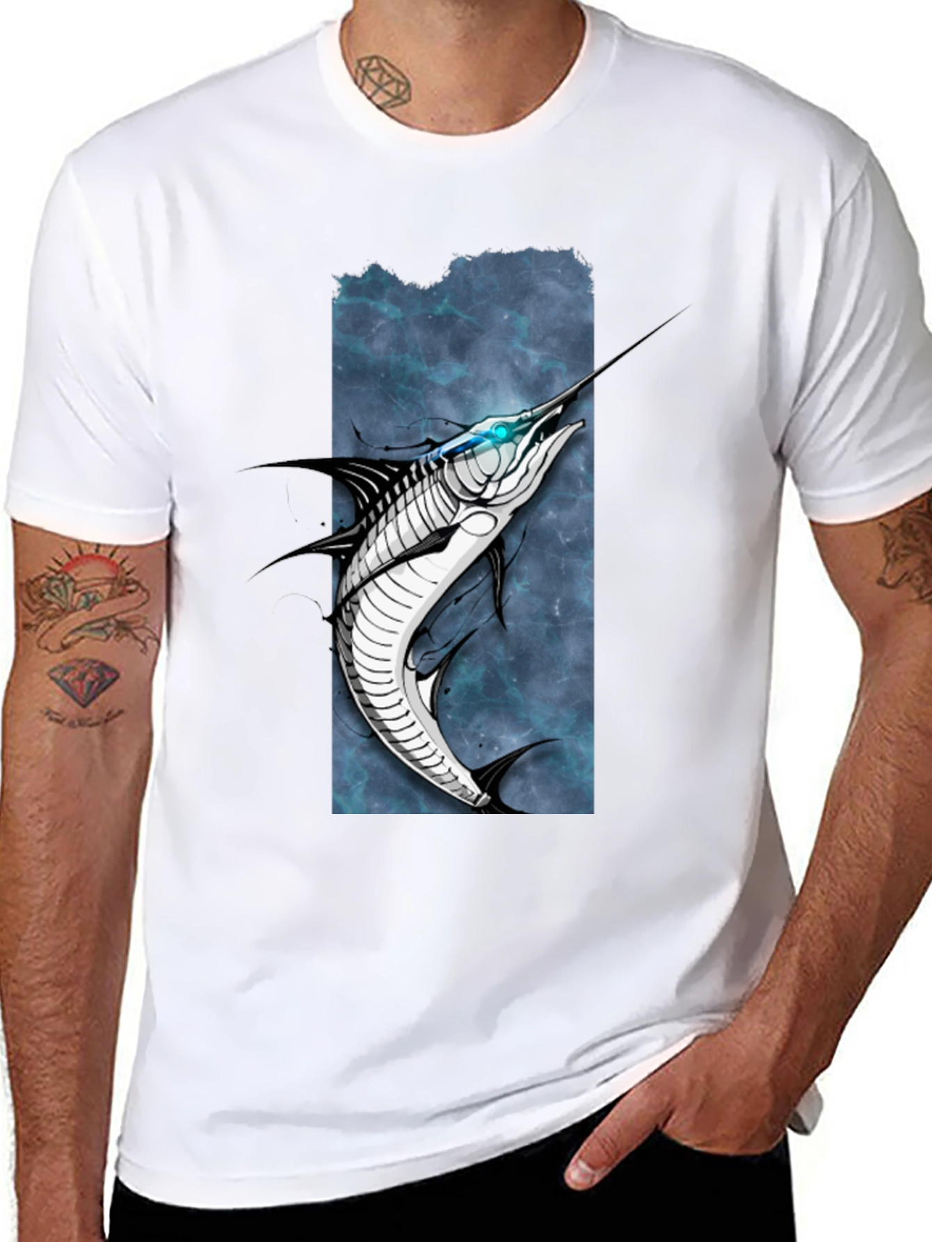 Marlin Graphic Tee - Black Cotton T-Shirt