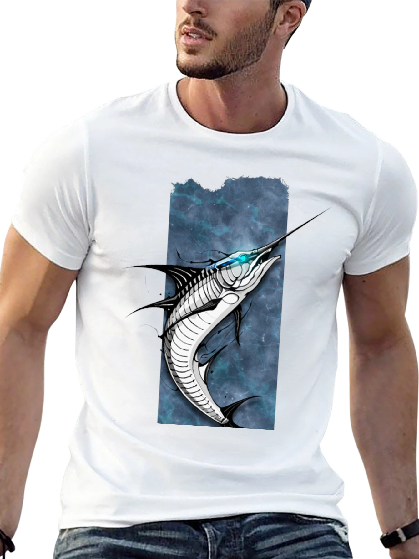 Marlin Graphic Tee - Black Cotton T-Shirt