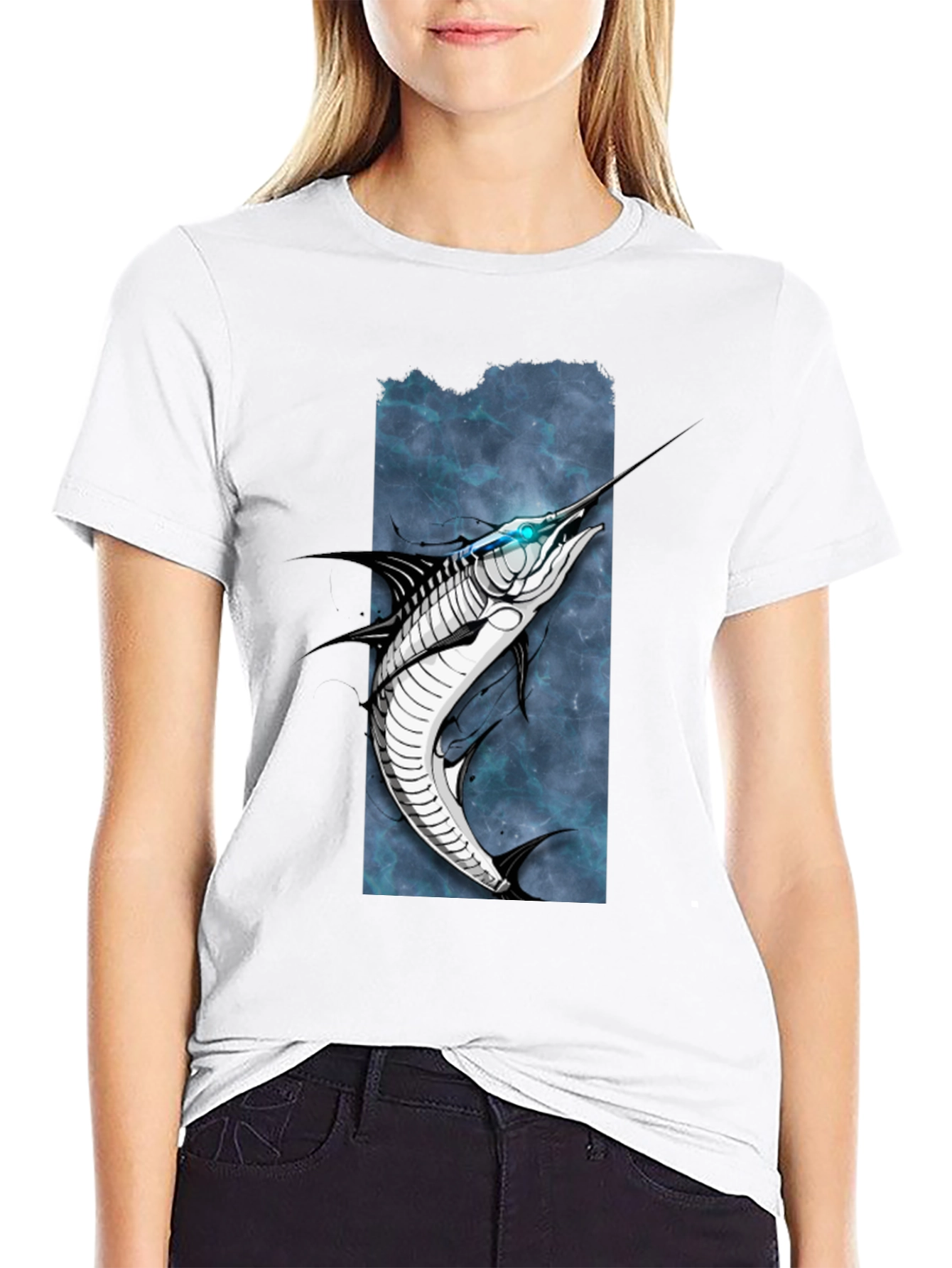 Marlin Graphic Tee - Black Cotton T-Shirt
